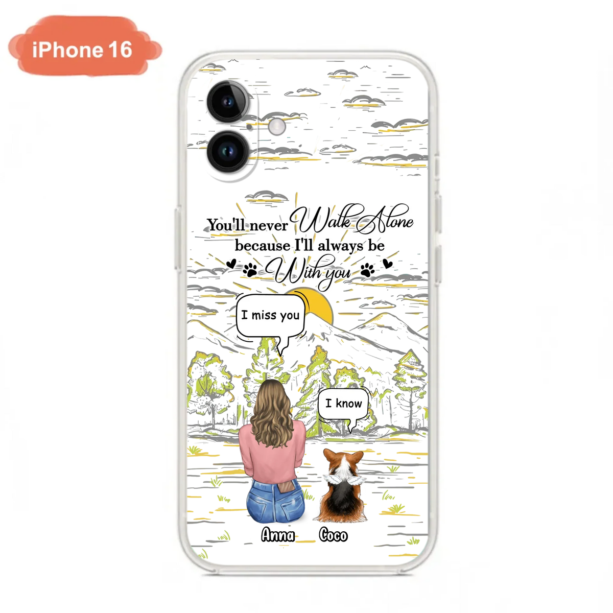 Custom Personalized Memorial iPhone/ Samsung Cases - Gift Idea For Pet Owner with up to 4 Pets - You'll Never Walk Alone Because I'll Always Be With You