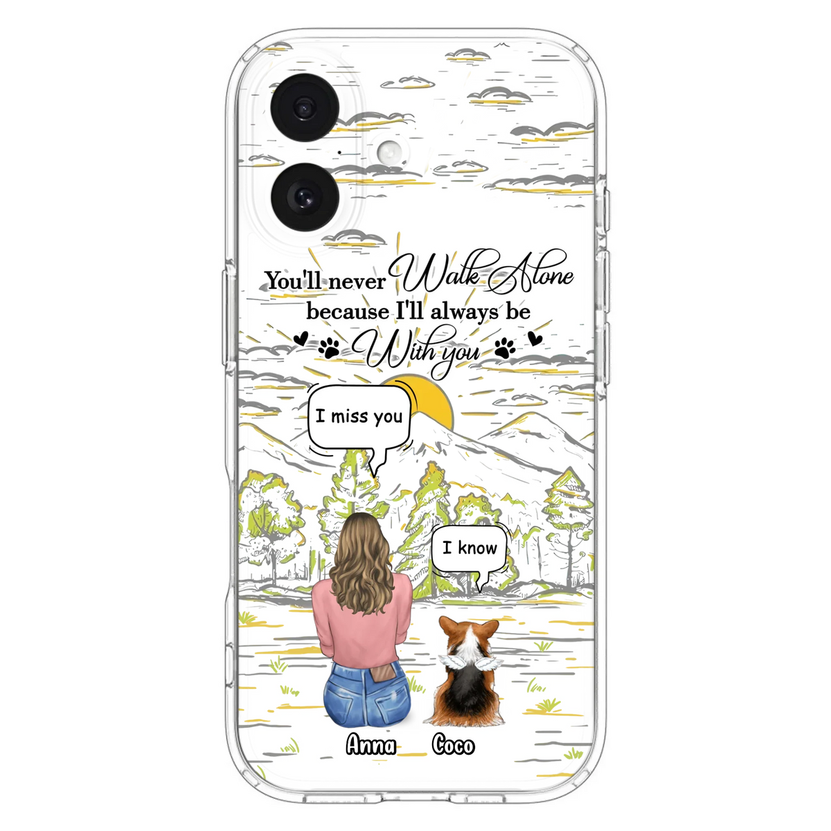 Custom Personalized Memorial iPhone/ Samsung Cases - Gift Idea For Pet Owner with up to 4 Pets - You'll Never Walk Alone Because I'll Always Be With You