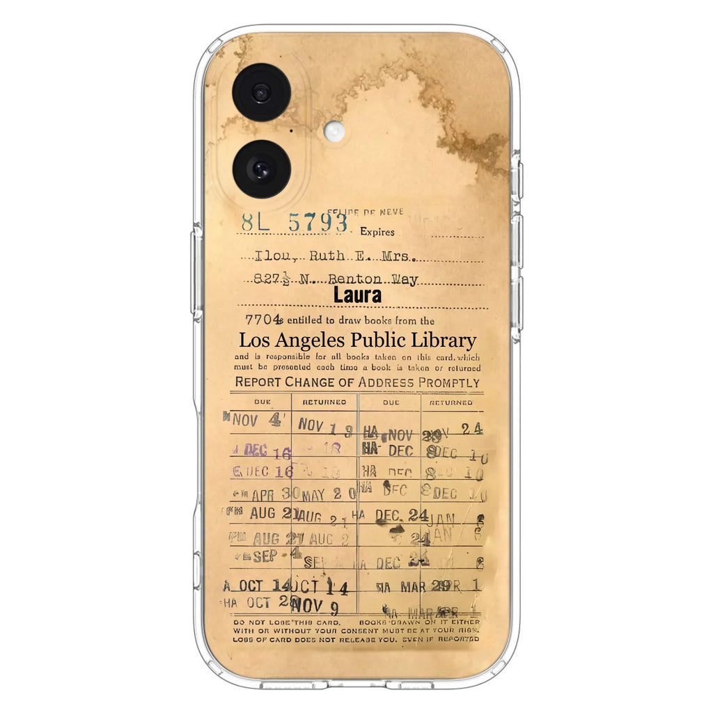Custom Personalized Library Card Vintage Phone Case - Gift Idea For Reading Lover - Case For iPhone/ Samsung