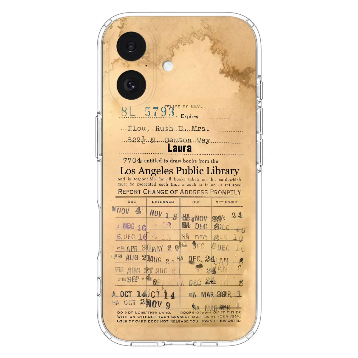 Custom Personalized Library Card Vintage Phone Case - Gift Idea For Reading Lover - Case For iPhone/ Samsung