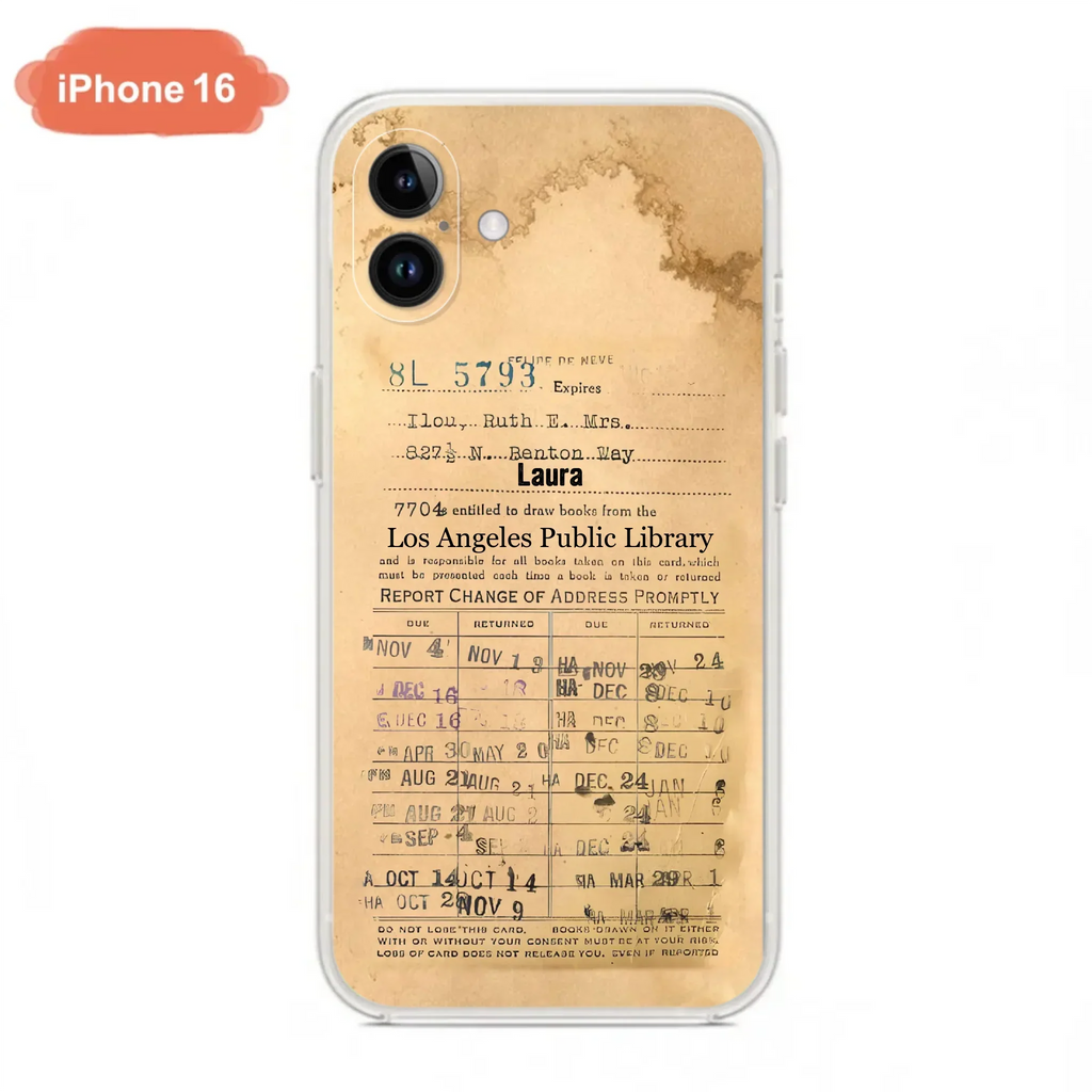 Custom Personalized Library Card Vintage Phone Case - Gift Idea For Reading Lover - Case For iPhone/ Samsung