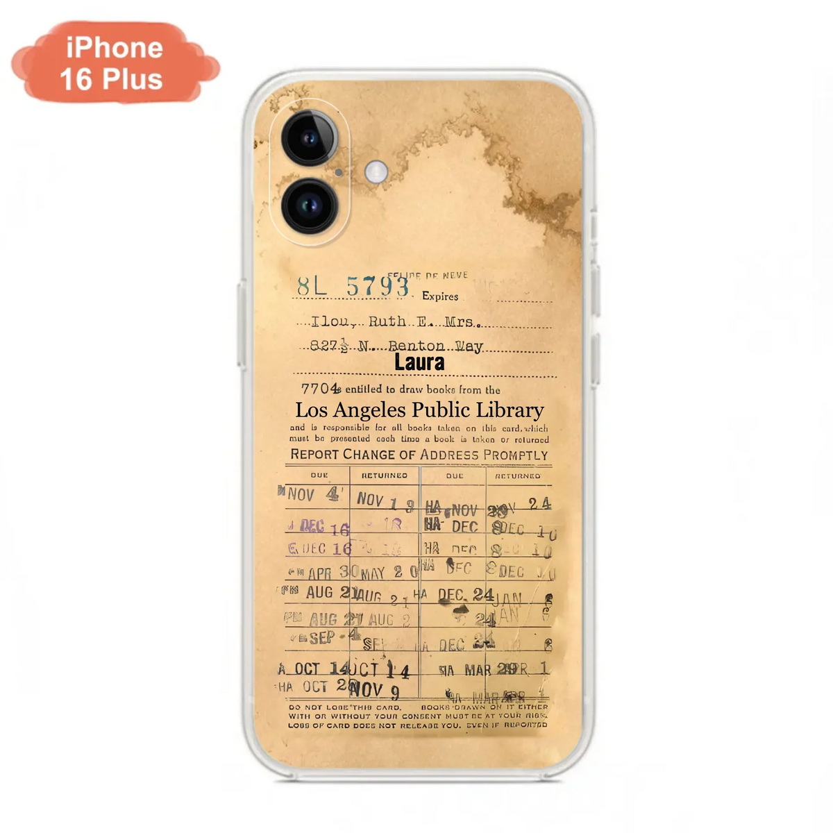 Custom Personalized Library Card Vintage Phone Case - Gift Idea For Reading Lover - Case For iPhone/ Samsung