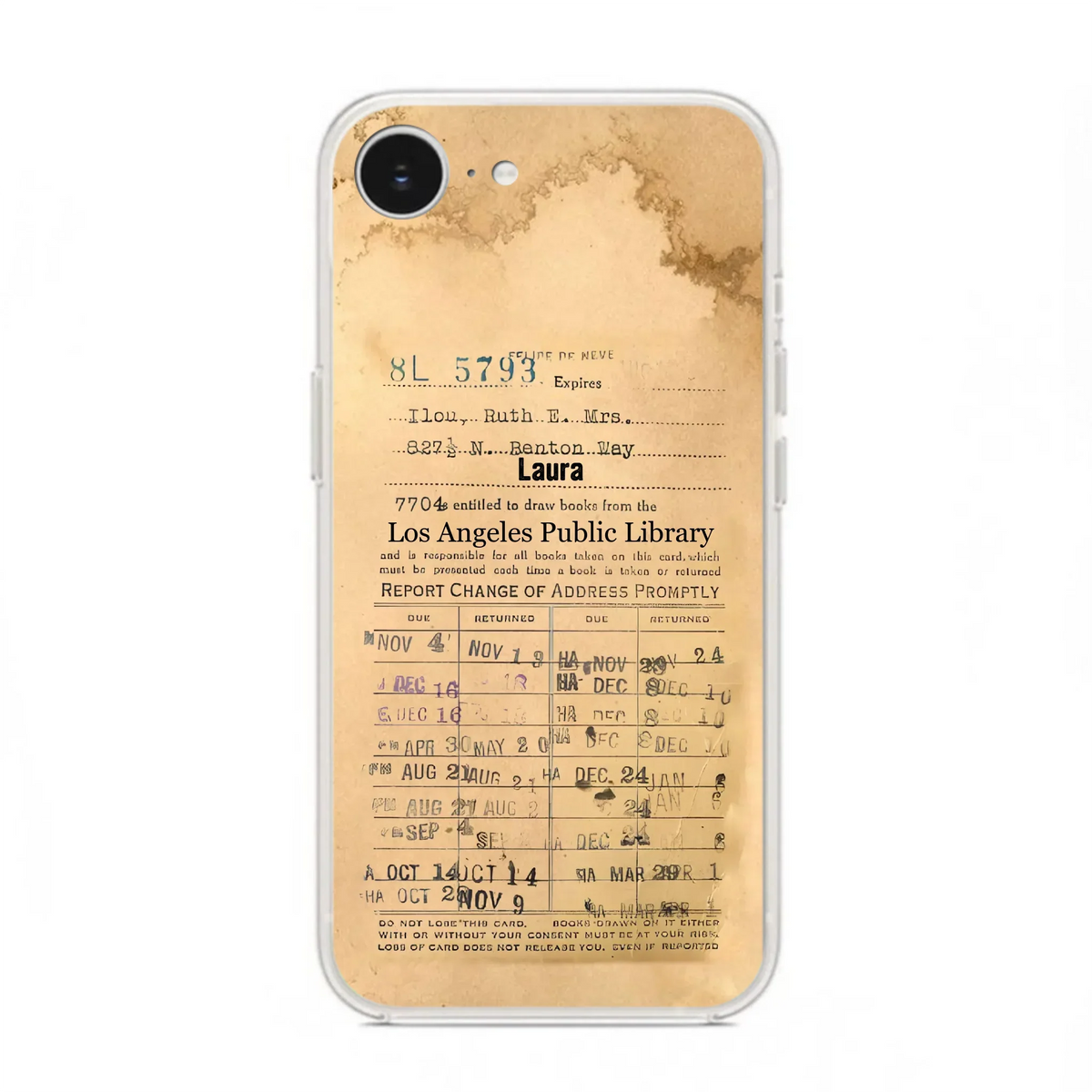 Custom Personalized Library Card Vintage Phone Case - Gift Idea For Reading Lover - Case For iPhone/ Samsung