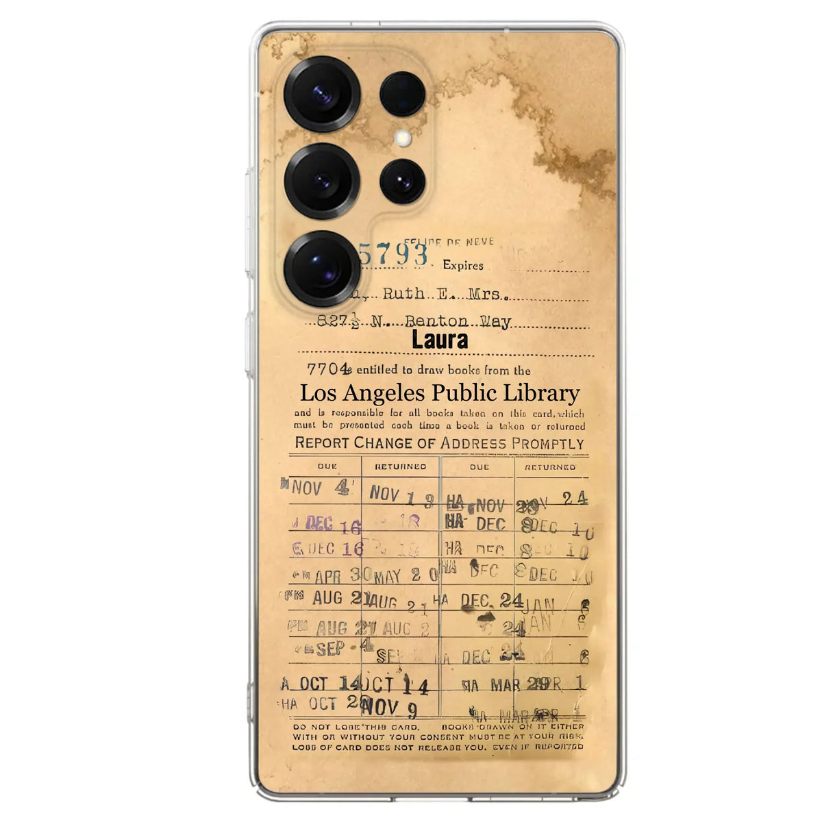 Custom Personalized Library Card Vintage Phone Case - Gift Idea For Reading Lover - Case For iPhone/ Samsung