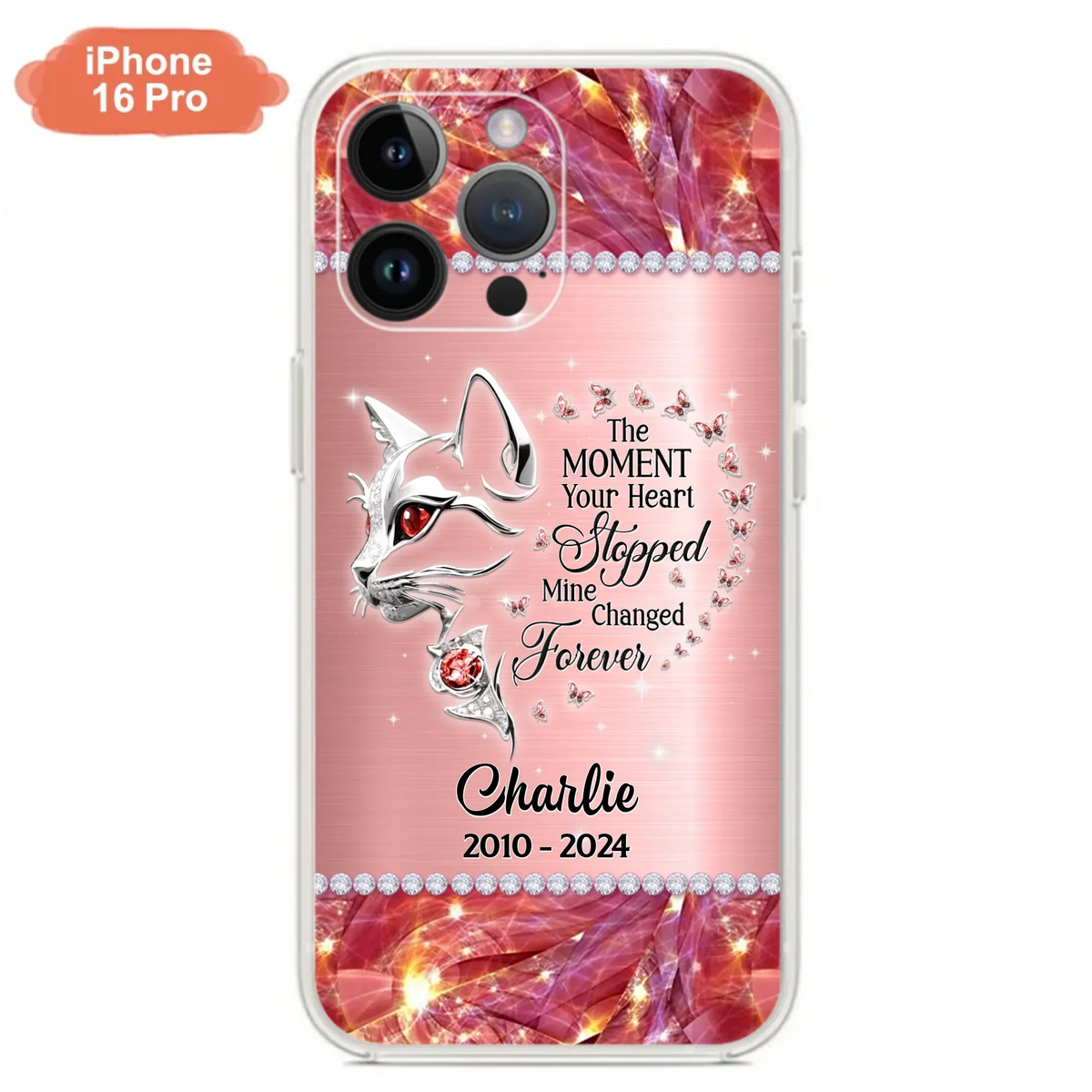 Custom Personalized Memorial Cat Phone Case - Memorial Gift For Cat Lover -  The Moment Your Heart Stopped Mine Changed Forever - Case For iPhone/ Samsung