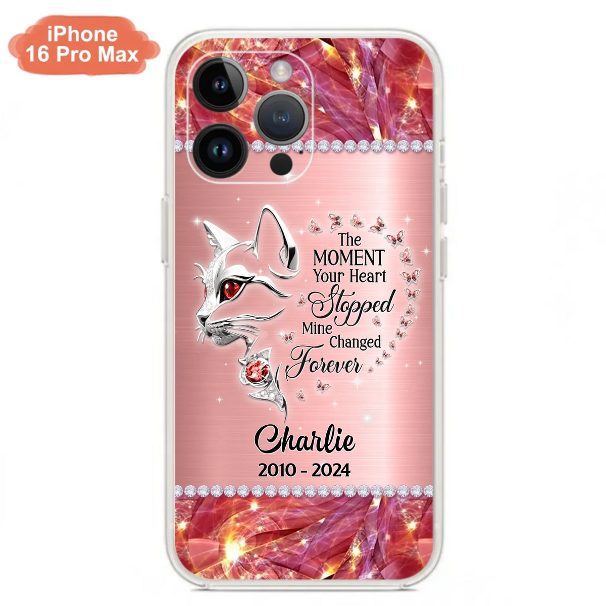 Custom Personalized Memorial Cat Phone Case - Memorial Gift For Cat Lover -  The Moment Your Heart Stopped Mine Changed Forever - Case For iPhone/ Samsung
