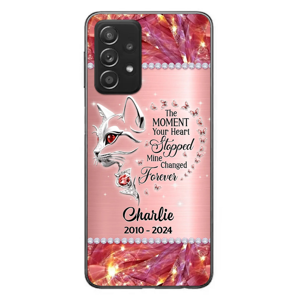 Custom Personalized Memorial Cat Phone Case - Memorial Gift For Cat Lover -  The Moment Your Heart Stopped Mine Changed Forever - Case For iPhone/ Samsung