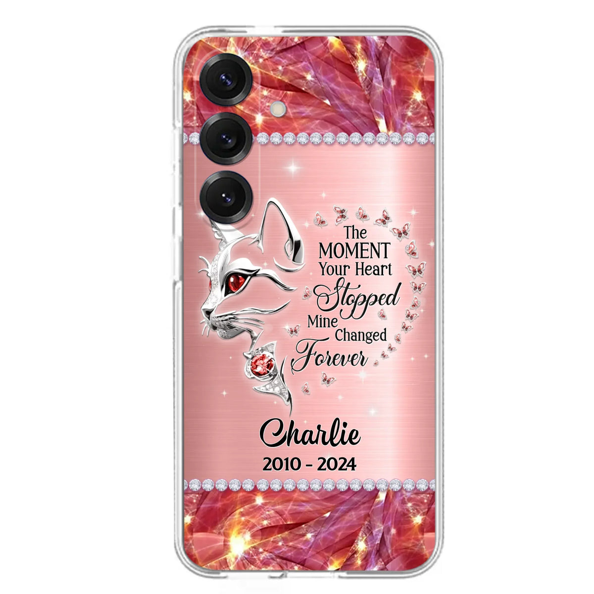 Custom Personalized Memorial Cat Phone Case - Memorial Gift For Cat Lover -  The Moment Your Heart Stopped Mine Changed Forever - Case For iPhone/ Samsung