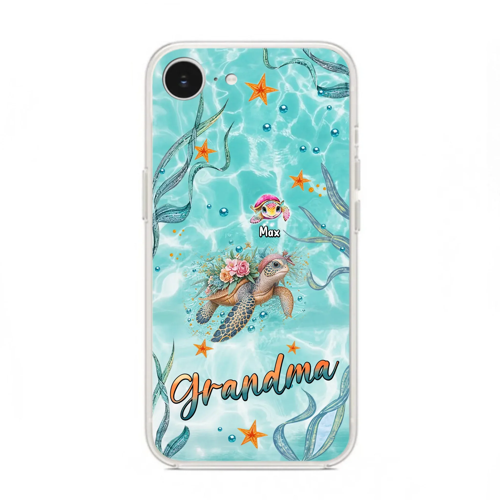 Custom Personalized Grandma Ocean Turtles Phone Case - Gift Idea For Grandma/ Mom - Up to 10 Kids - Case For iPhone/ Samsung