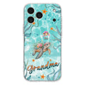 Custom Personalized Grandma Ocean Turtles Phone Case - Gift Idea For Grandma/ Mom - Up to 10 Kids - Case For iPhone/ Samsung