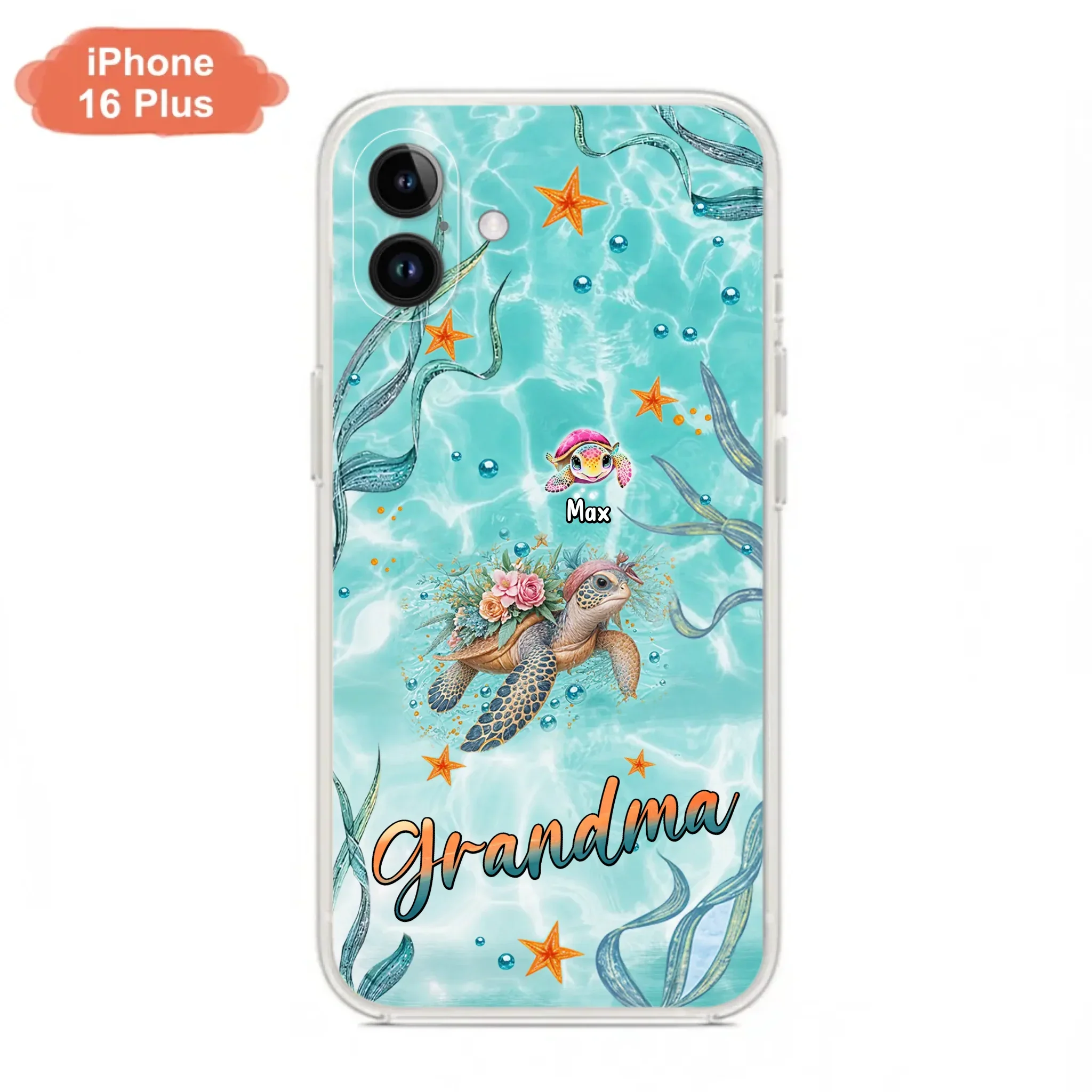 Custom Personalized Grandma Ocean Turtles Phone Case - Gift Idea For Grandma/ Mom - Up to 10 Kids - Case For iPhone/ Samsung
