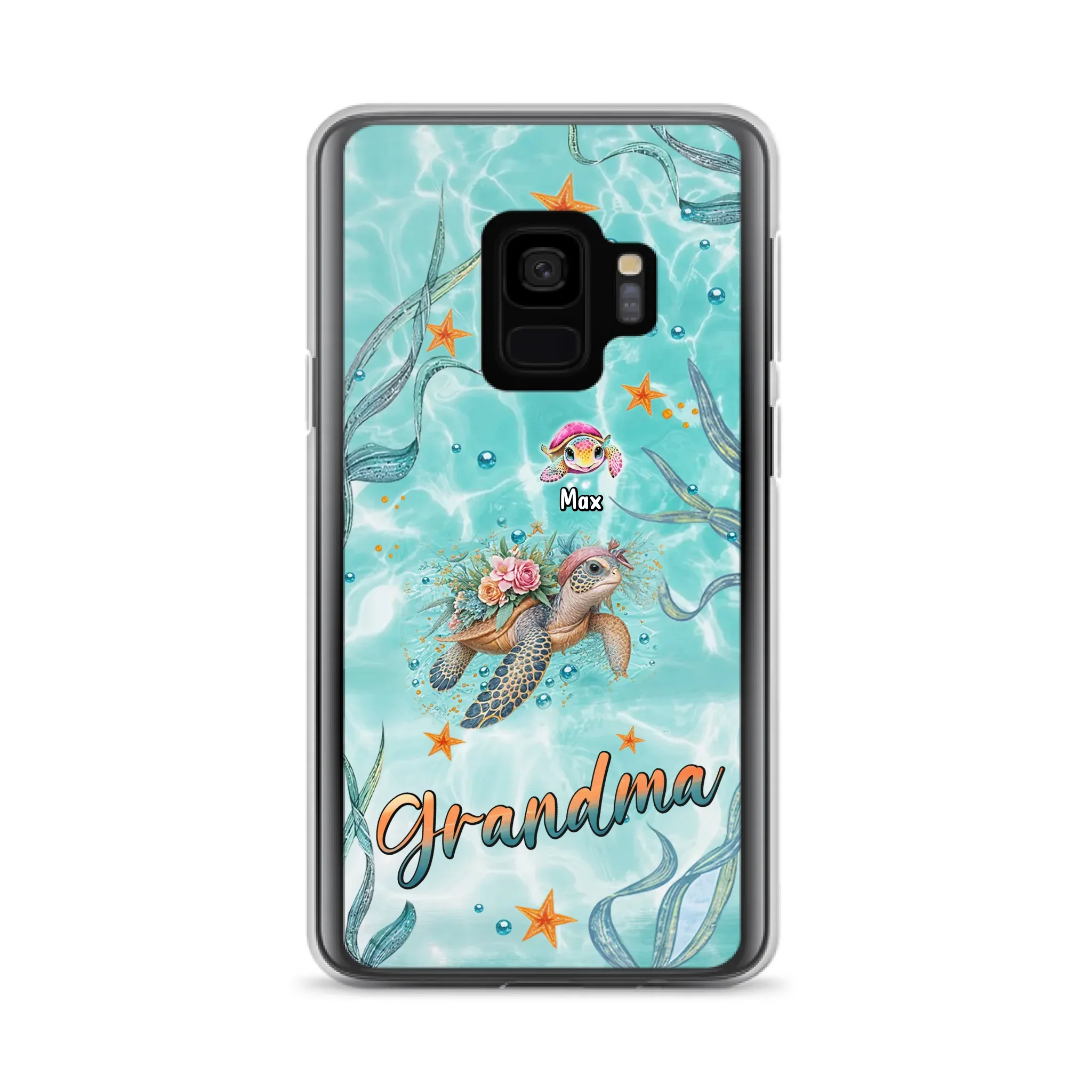 Custom Personalized Grandma Ocean Turtles Phone Case - Gift Idea For Grandma/ Mom - Up to 10 Kids - Case For iPhone/ Samsung