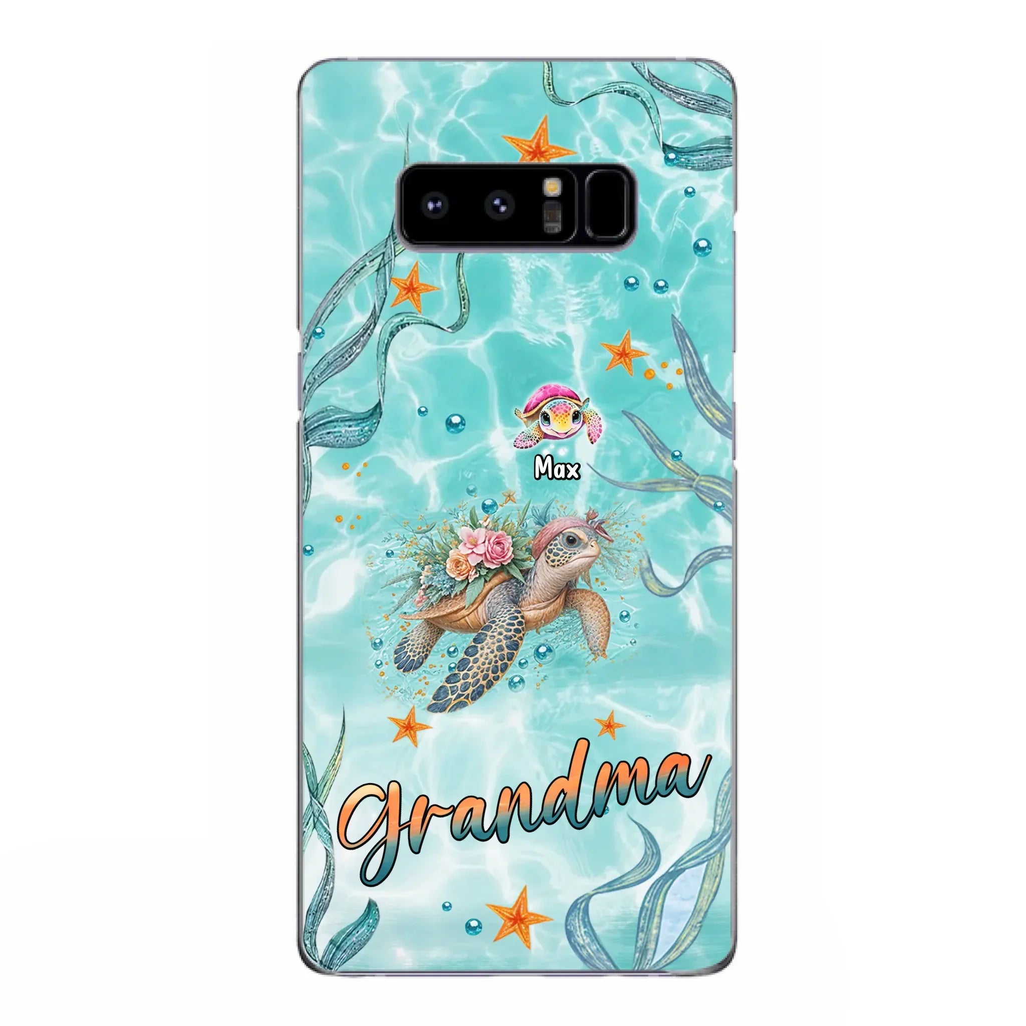 Custom Personalized Grandma Ocean Turtles Phone Case - Gift Idea For Grandma/ Mom - Up to 10 Kids - Case For iPhone/ Samsung