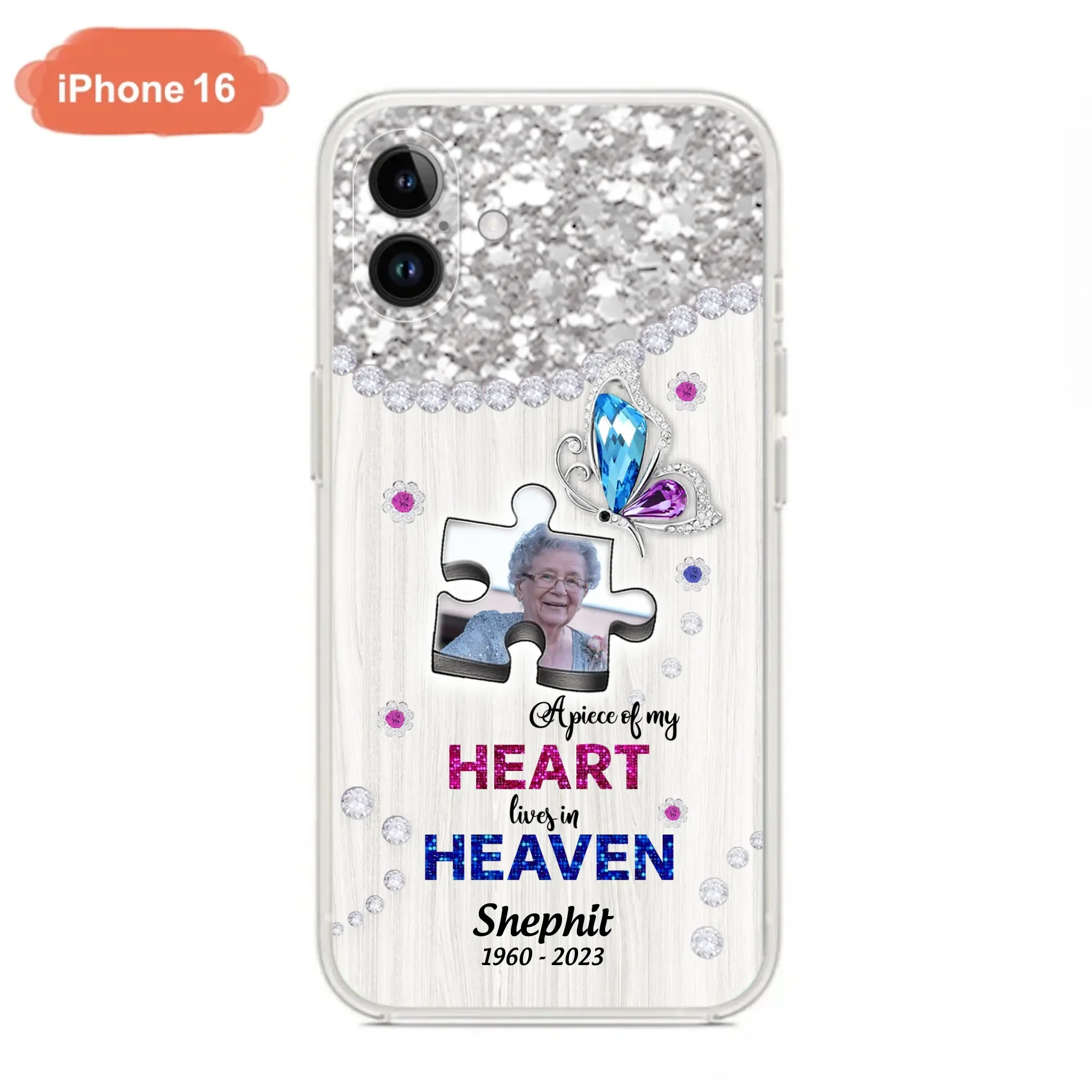 Custom Personalized Memorial Phone Case - Upload Photo - Memorial Gift Idea For Family Member -  A Piece Of My Heart Lives In Heaven - Case for iPhone/ Samsung
