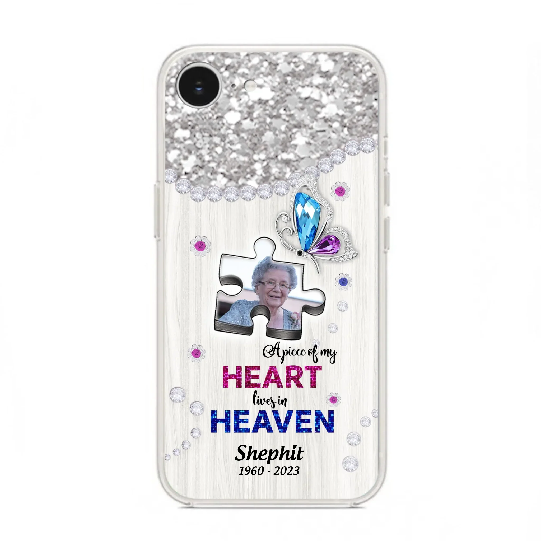 Custom Personalized Memorial Phone Case - Upload Photo - Memorial Gift Idea For Family Member -  A Piece Of My Heart Lives In Heaven - Case for iPhone/ Samsung