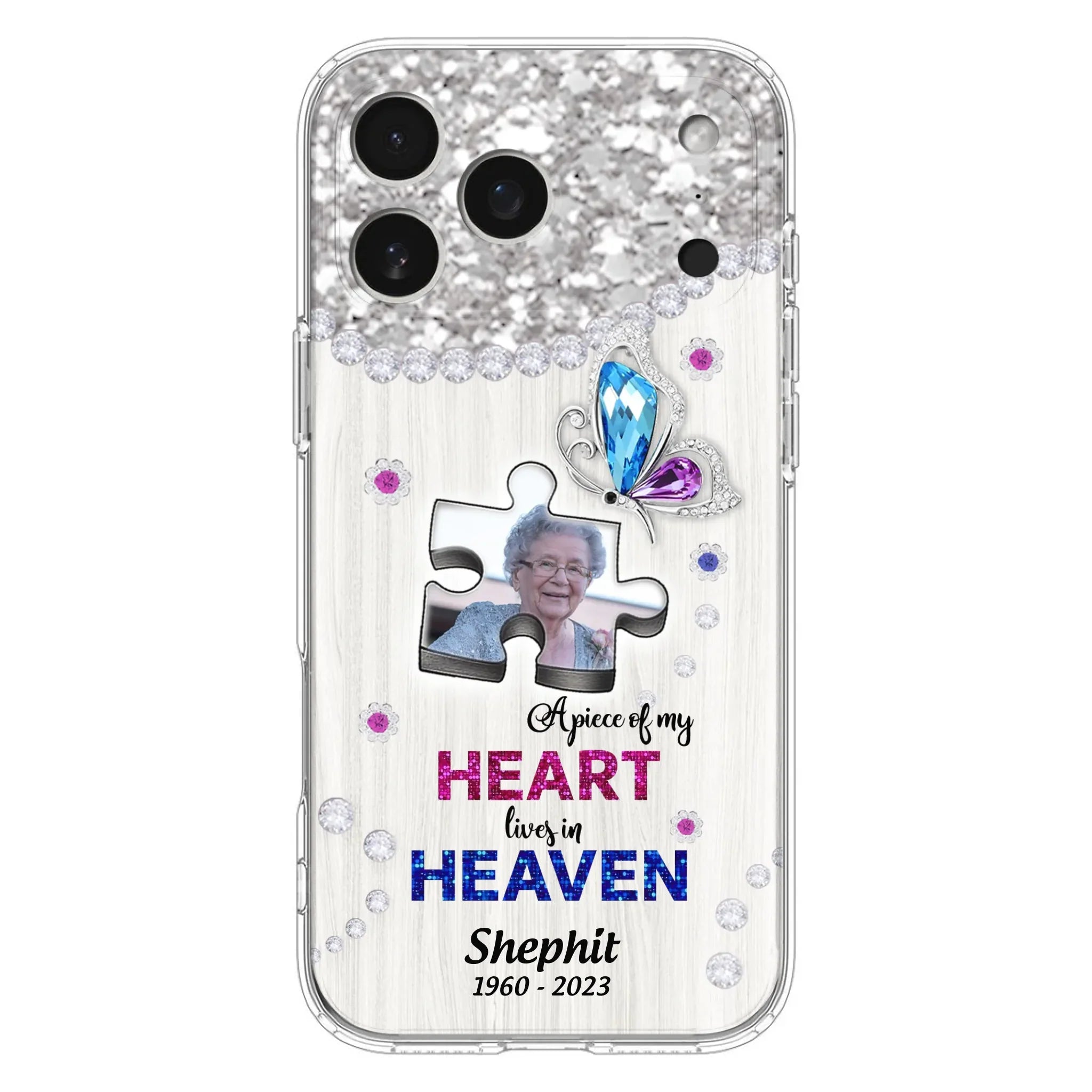 Custom Personalized Memorial Phone Case - Upload Photo - Memorial Gift Idea For Family Member -  A Piece Of My Heart Lives In Heaven - Case for iPhone/ Samsung