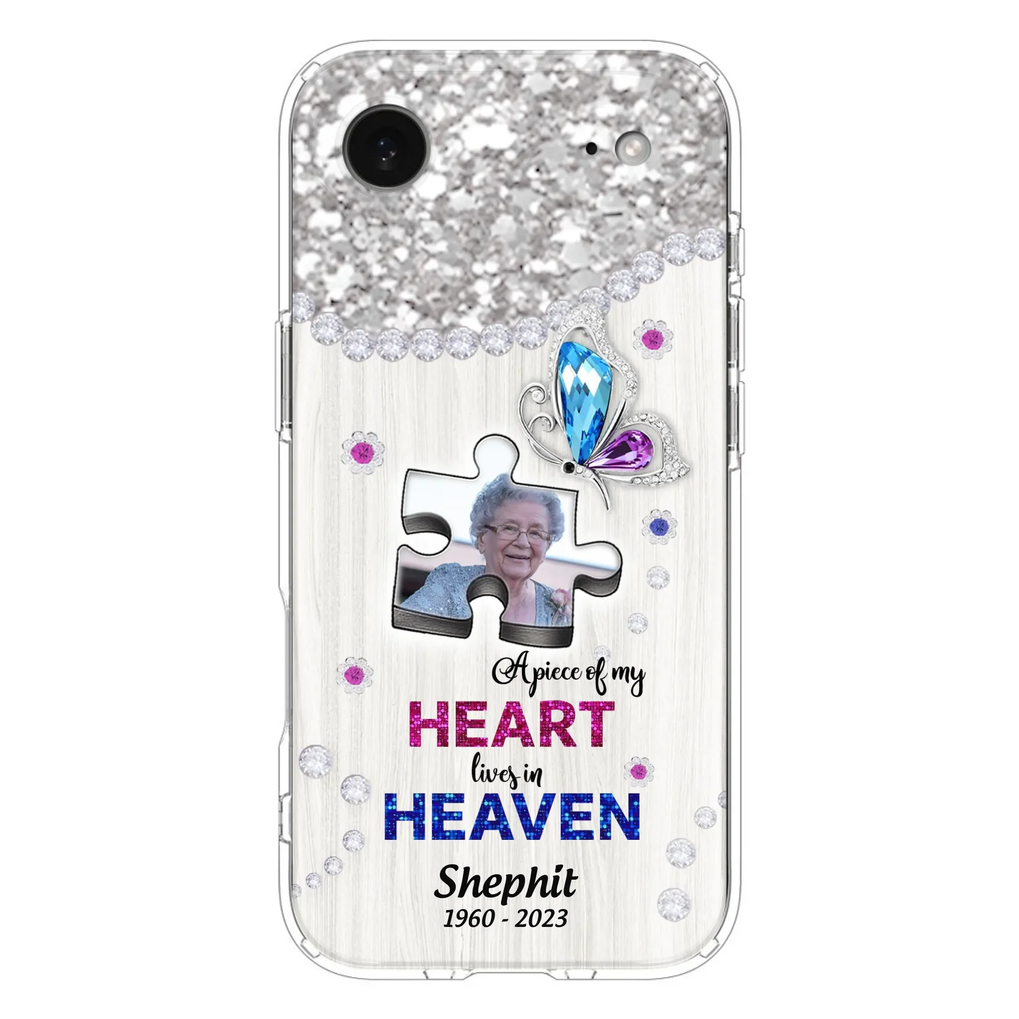 Custom Personalized Memorial Phone Case - Upload Photo - Memorial Gift Idea For Family Member -  A Piece Of My Heart Lives In Heaven - Case for iPhone/ Samsung