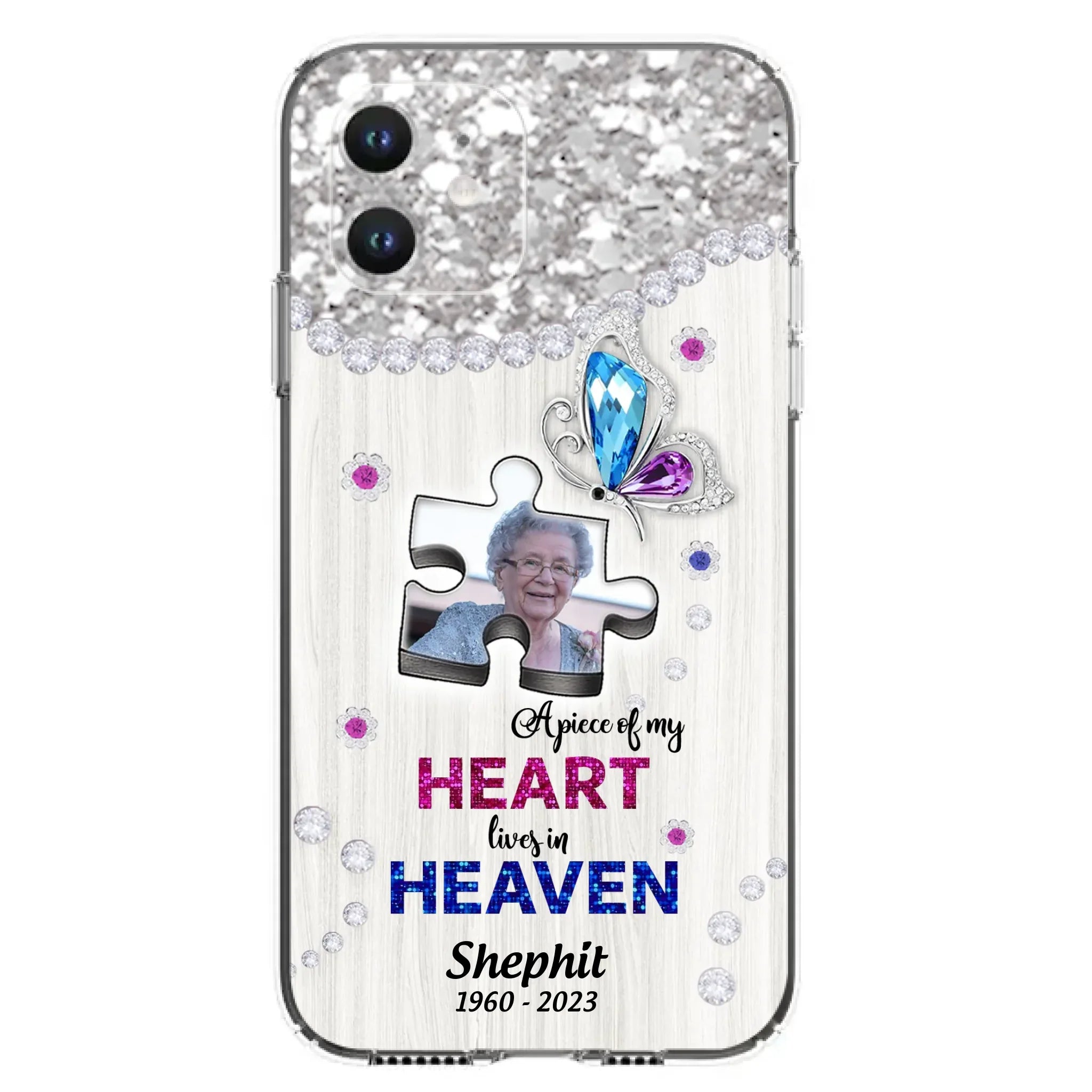 Custom Personalized Memorial Phone Case - Upload Photo - Memorial Gift Idea For Family Member -  A Piece Of My Heart Lives In Heaven - Case for iPhone/ Samsung