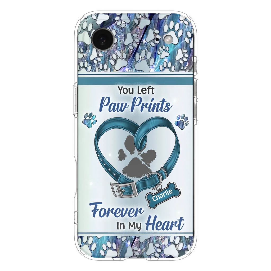 Custom Personalized Memorial Dog Collar Phone Case - Memorial Gift Idea For Dog Lover - You Left Paw Prints Forever In My Heart - Case for iPhone/ Samsung