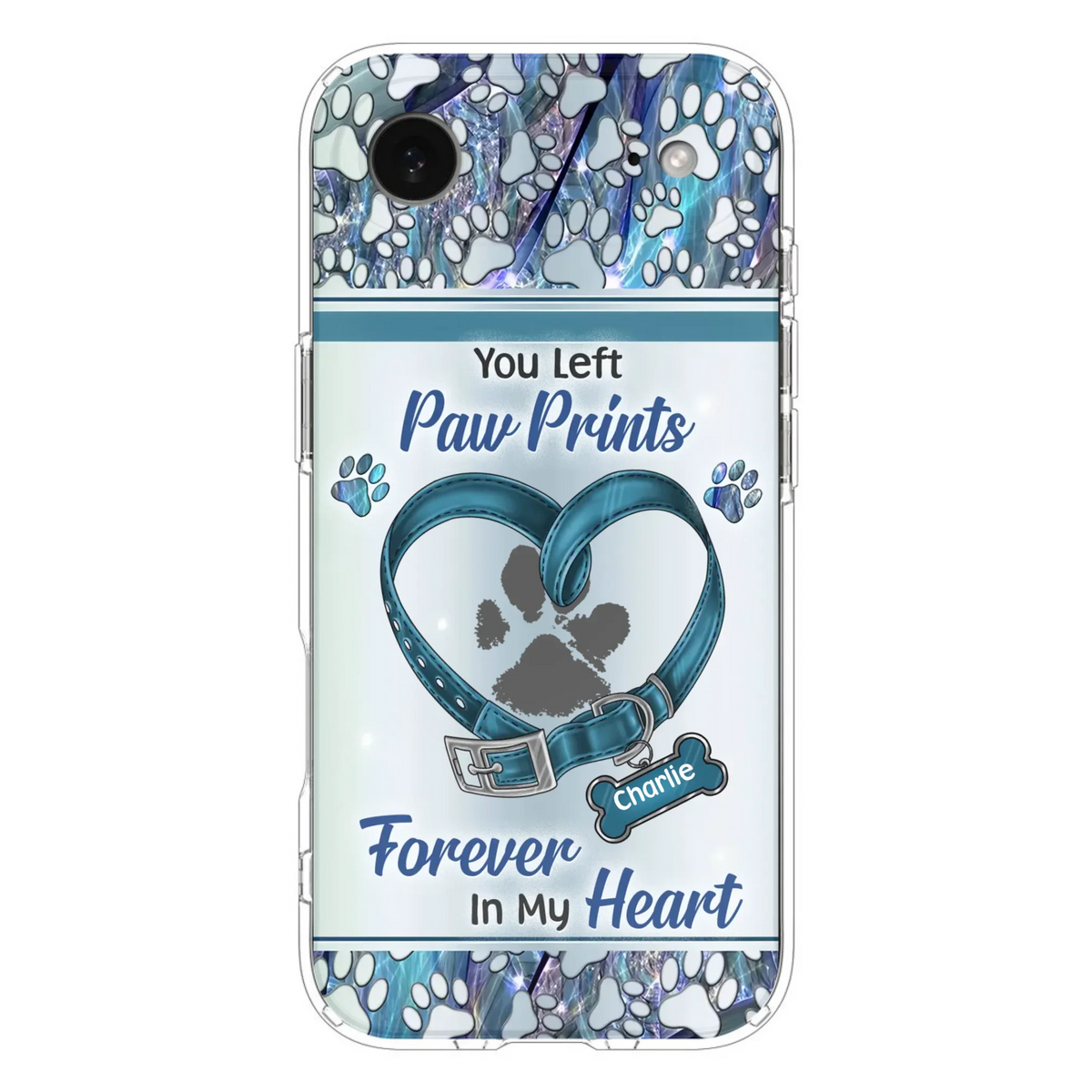 Custom Personalized Memorial Dog Collar Phone Case - Memorial Gift Idea For Dog Lover - You Left Paw Prints Forever In My Heart - Case for iPhone/ Samsung