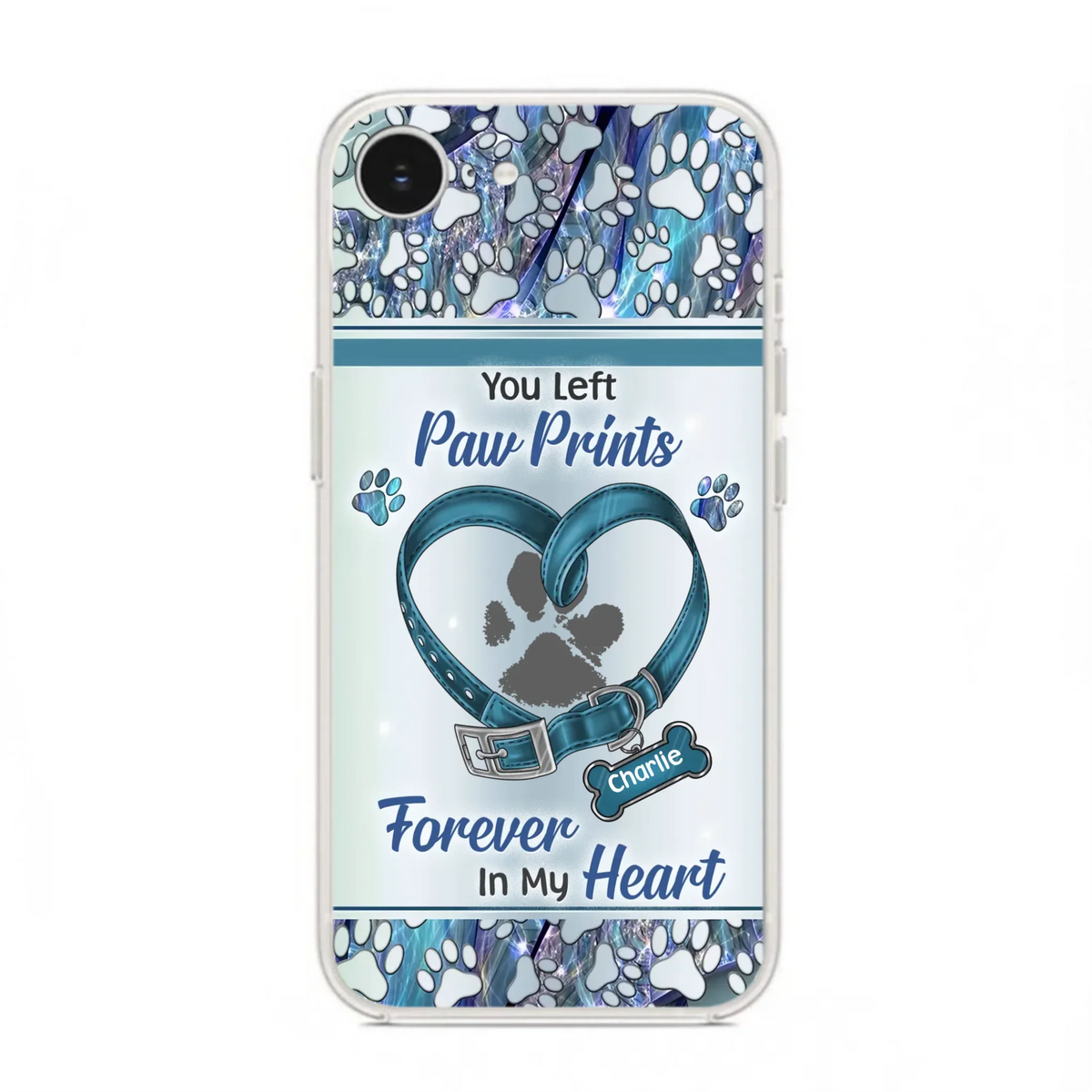 Custom Personalized Memorial Dog Collar Phone Case - Memorial Gift Idea For Dog Lover - You Left Paw Prints Forever In My Heart - Case for iPhone/ Samsung