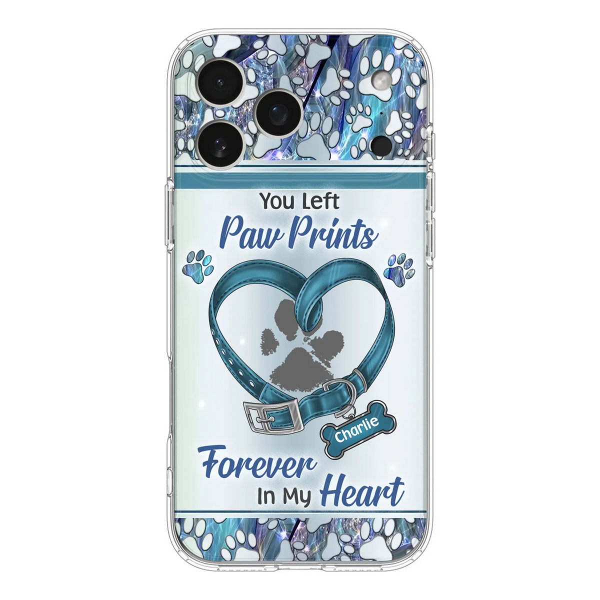 Custom Personalized Memorial Dog Collar Phone Case - Memorial Gift Idea For Dog Lover - You Left Paw Prints Forever In My Heart - Case for iPhone/ Samsung