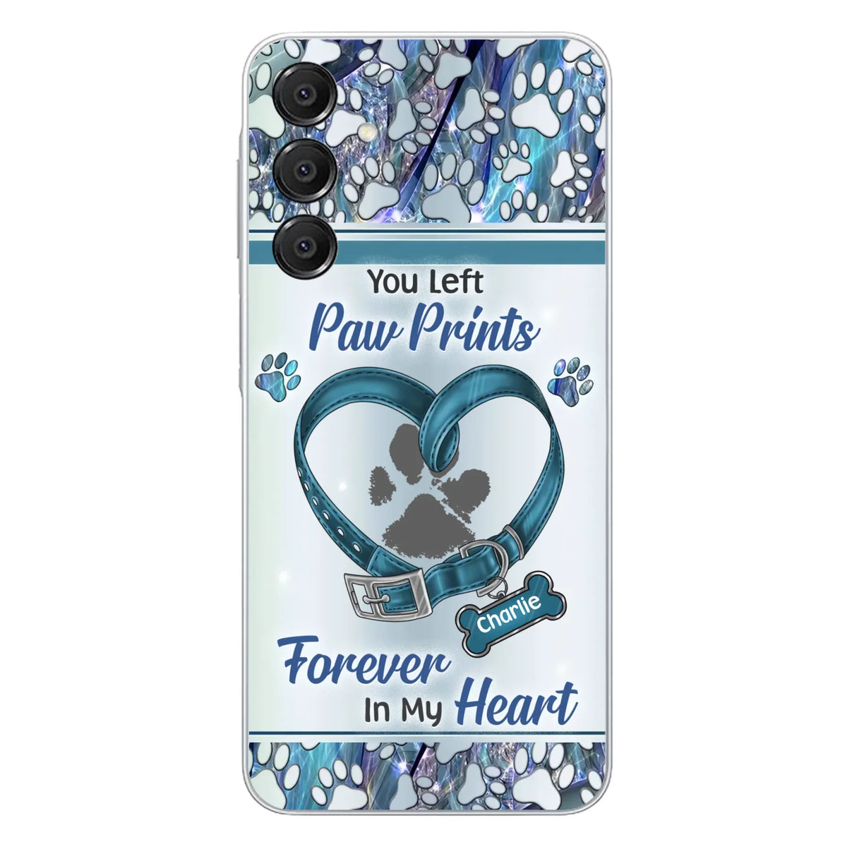 Custom Personalized Memorial Dog Collar Phone Case - Memorial Gift Idea For Dog Lover - You Left Paw Prints Forever In My Heart - Case for iPhone/ Samsung