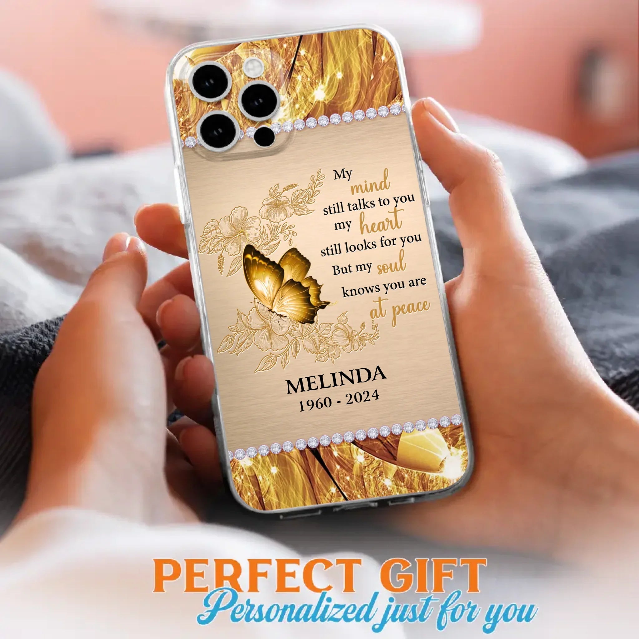 Custom Personalized Memorial Butterfly Phone Case - Memorial Gift Idea - My Mind Still Talks To You - Case for iPhone/Samsung