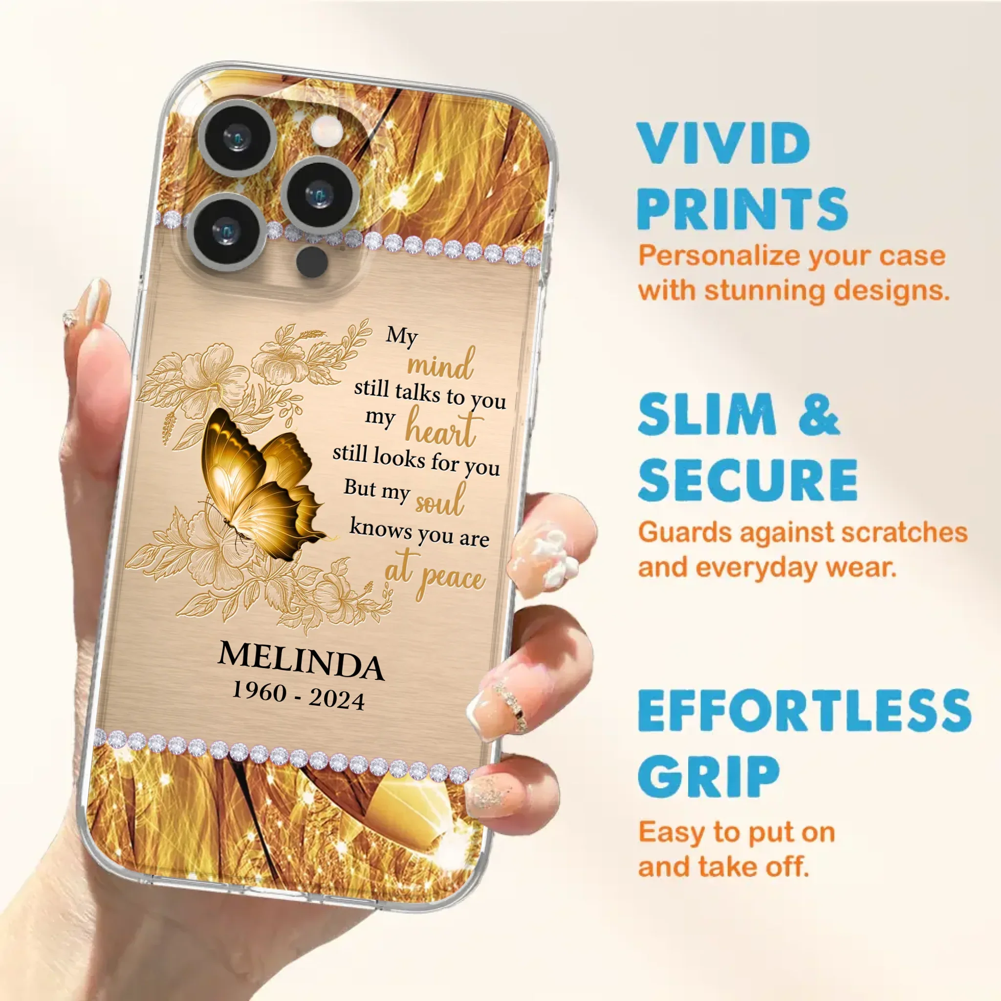 Custom Personalized Memorial Butterfly Phone Case - Memorial Gift Idea - My Mind Still Talks To You - Case for iPhone/Samsung