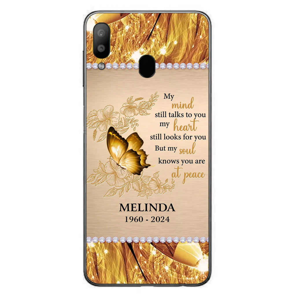 Custom Personalized Memorial Butterfly Phone Case - Memorial Gift Idea - My Mind Still Talks To You - Case for iPhone/Samsung
