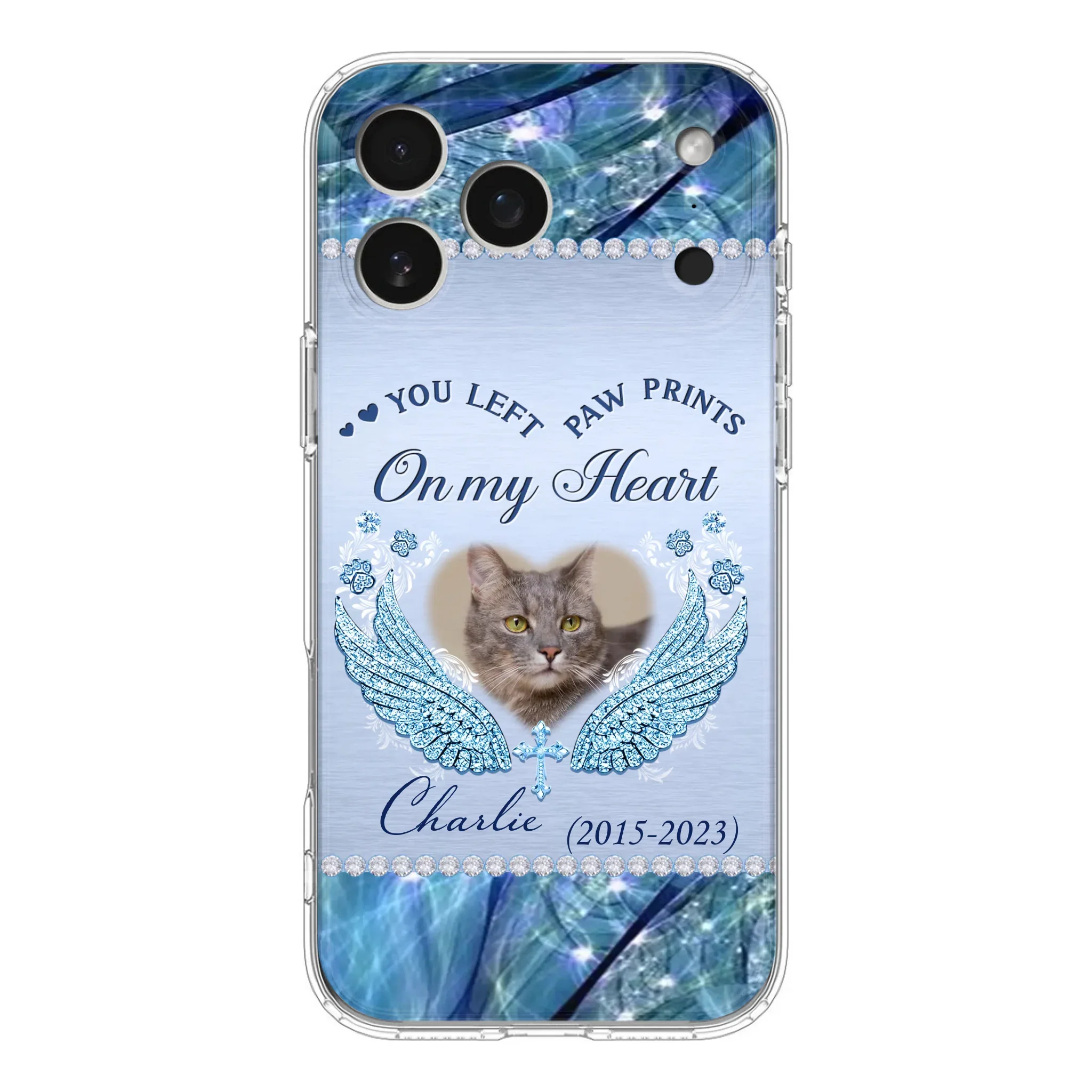 Custom Personalized Memorial Phone Case - Upload Photo - Memorial Gift Idea For Dog/ Cat Lover - You Left Paw Prints On My Heart - Case for iPhone/Samsung