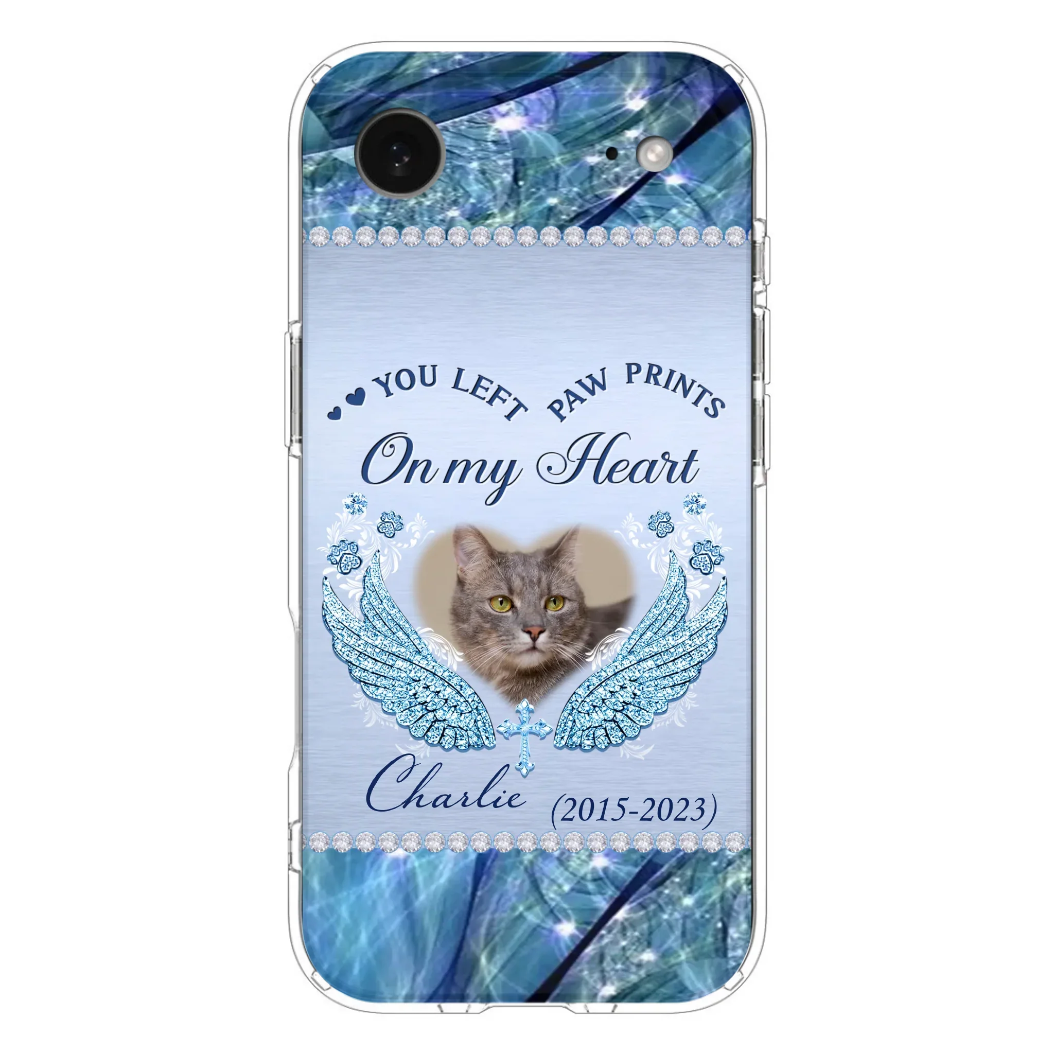 Custom Personalized Memorial Phone Case - Upload Photo - Memorial Gift Idea For Dog/ Cat Lover - You Left Paw Prints On My Heart - Case for iPhone/Samsung
