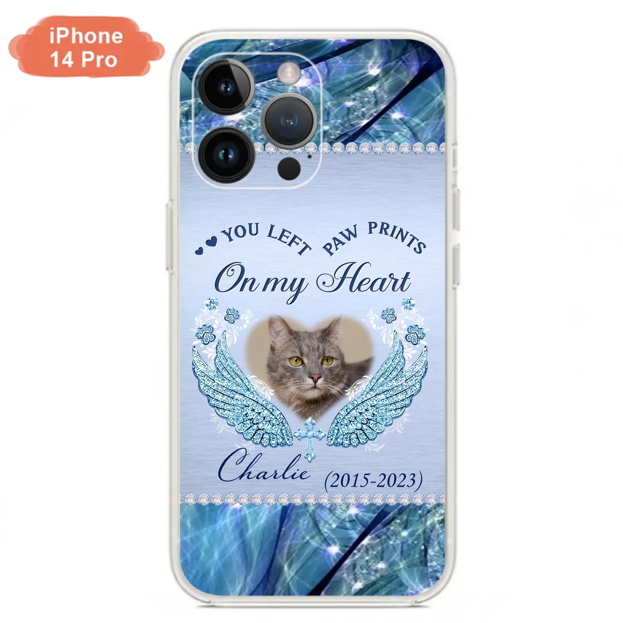 Custom Personalized Memorial Phone Case - Upload Photo - Memorial Gift Idea For Dog/ Cat Lover - You Left Paw Prints On My Heart - Case for iPhone/Samsung