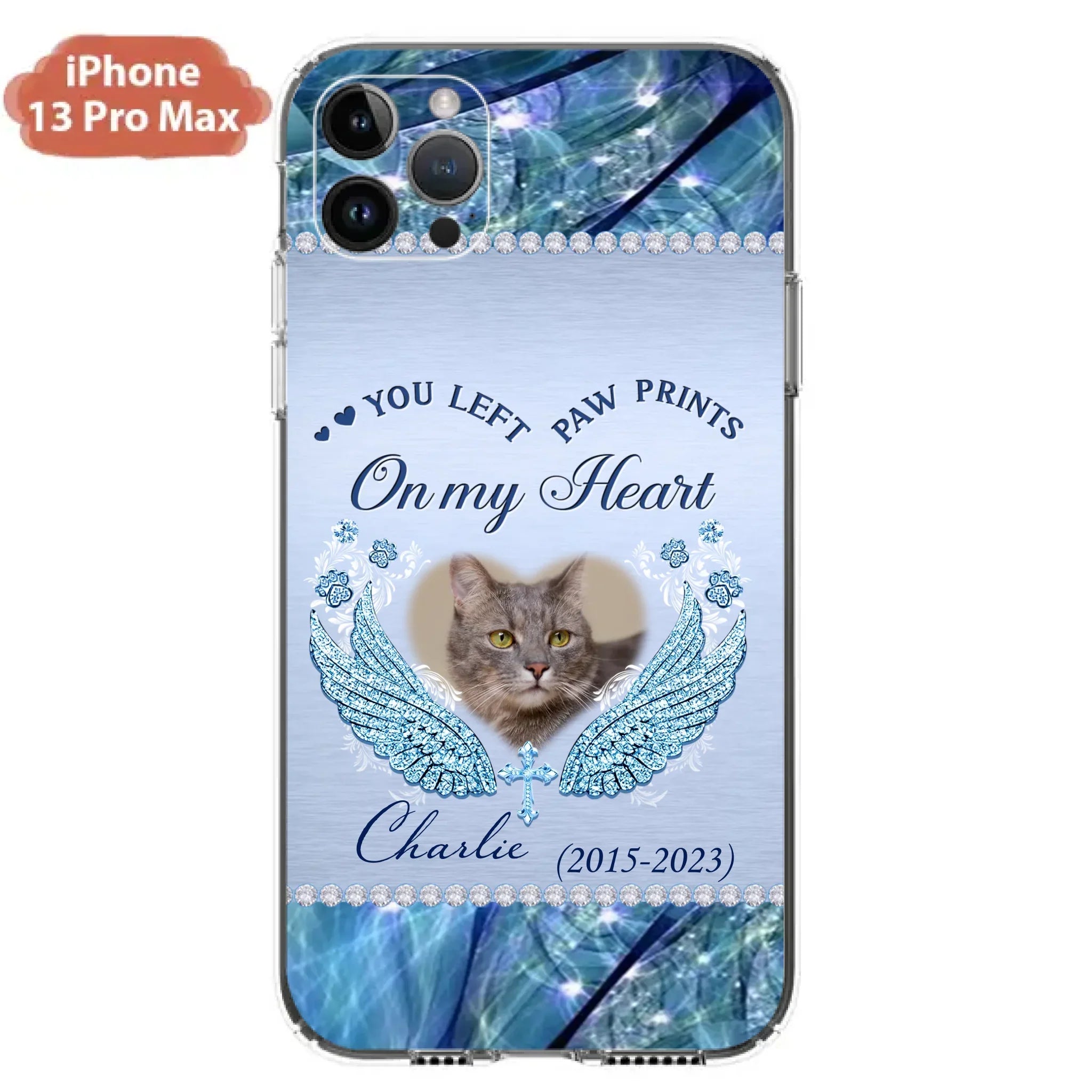 Custom Personalized Memorial Phone Case - Upload Photo - Memorial Gift Idea For Dog/ Cat Lover - You Left Paw Prints On My Heart - Case for iPhone/Samsung