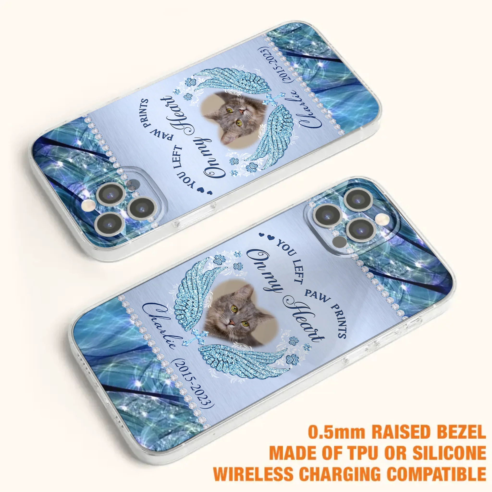 Custom Personalized Memorial Phone Case - Upload Photo - Memorial Gift Idea For Dog/ Cat Lover - You Left Paw Prints On My Heart - Case for iPhone/Samsung