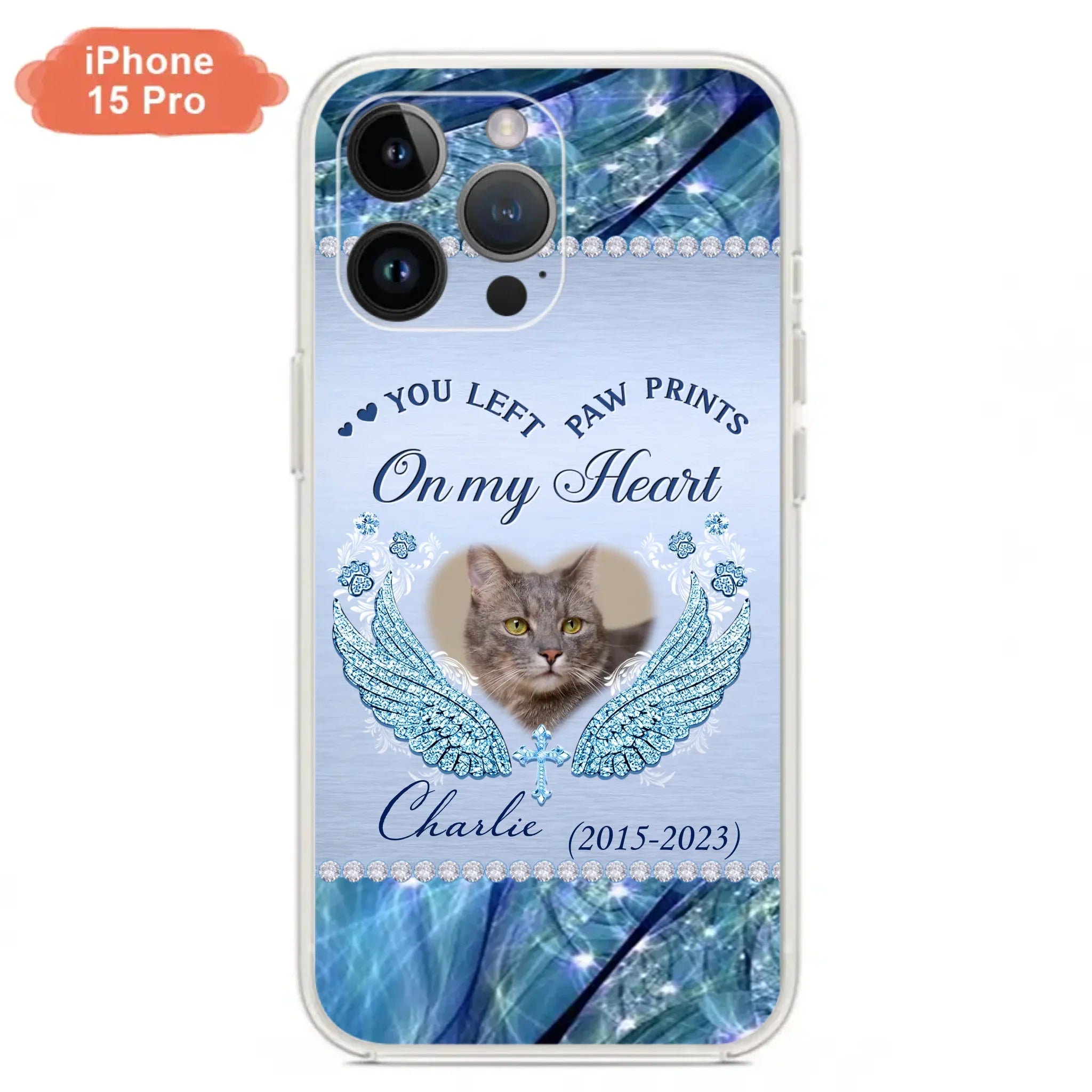 Custom Personalized Memorial Phone Case - Upload Photo - Memorial Gift Idea For Dog/ Cat Lover - You Left Paw Prints On My Heart - Case for iPhone/Samsung