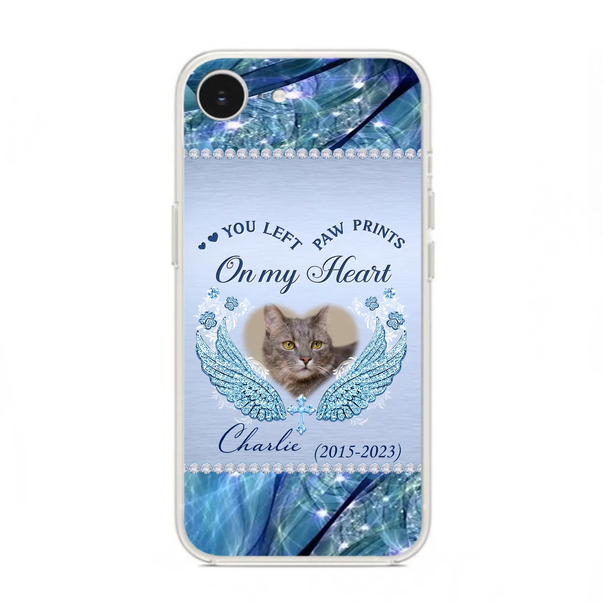 Custom Personalized Memorial Phone Case - Upload Photo - Memorial Gift Idea For Dog/ Cat Lover - You Left Paw Prints On My Heart - Case for iPhone/Samsung