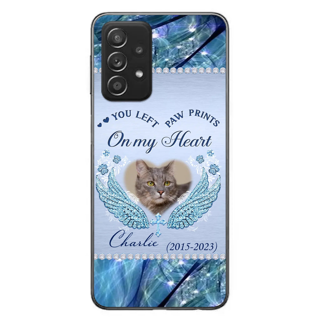 Custom Personalized Memorial Phone Case - Upload Photo - Memorial Gift Idea For Dog/ Cat Lover - You Left Paw Prints On My Heart - Case for iPhone/Samsung