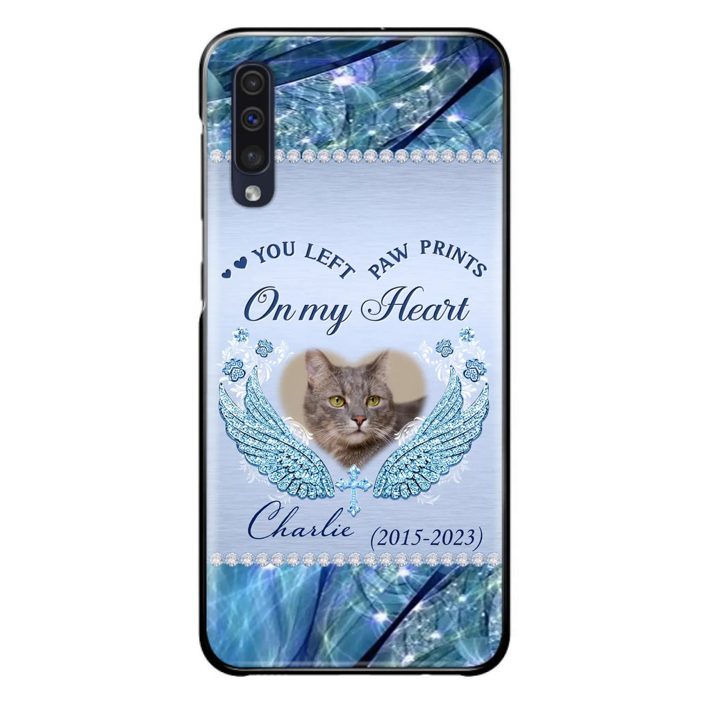 Custom Personalized Memorial Phone Case - Upload Photo - Memorial Gift Idea For Dog/ Cat Lover - You Left Paw Prints On My Heart - Case for iPhone/Samsung