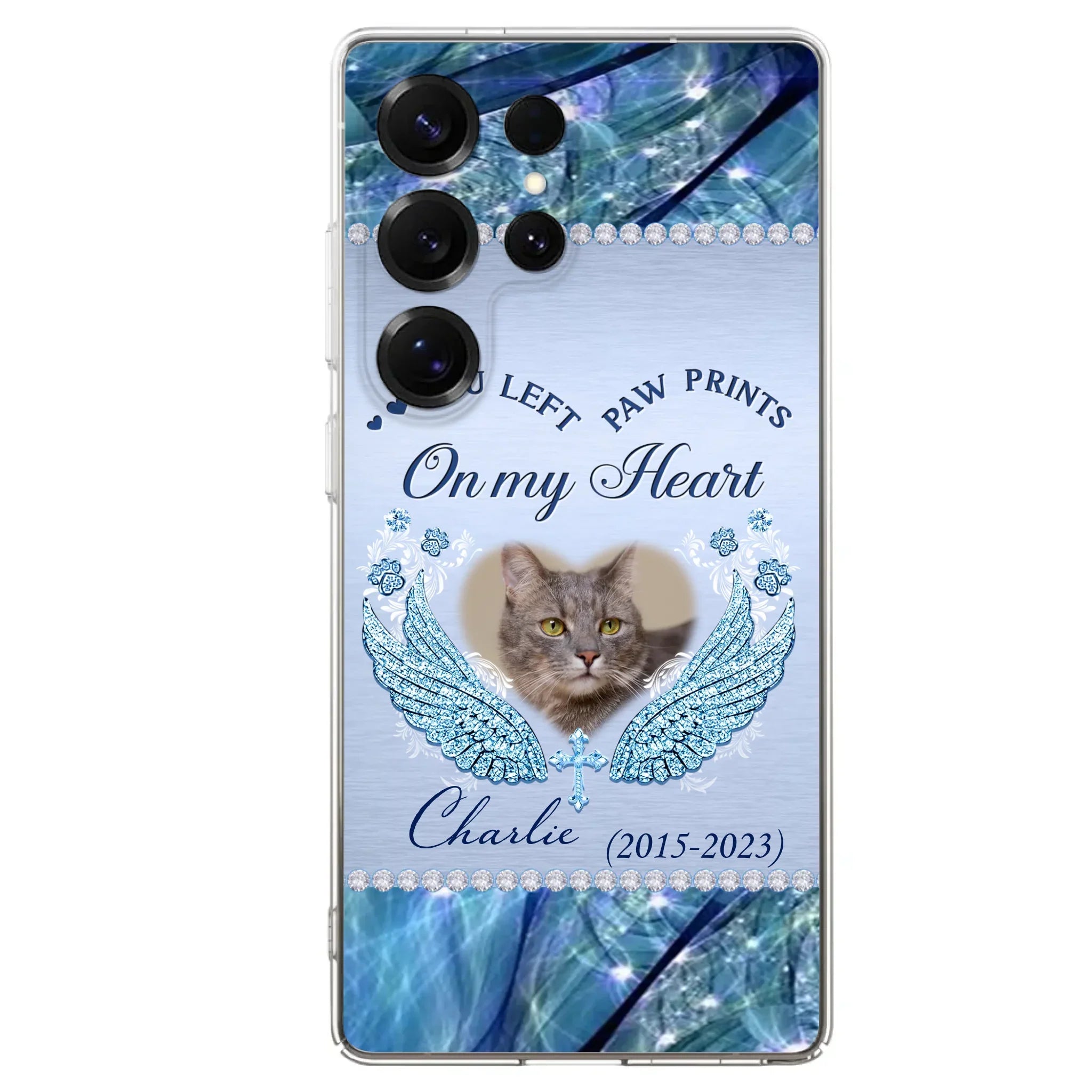 Custom Personalized Memorial Phone Case - Upload Photo - Memorial Gift Idea For Dog/ Cat Lover - You Left Paw Prints On My Heart - Case for iPhone/Samsung