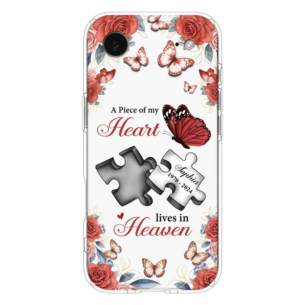 Custom Personalized Memorial Phone Case - Memorial Gift Idea - A Piece Of My Heart Lives In Heaven - Case for iPhone/Samsung