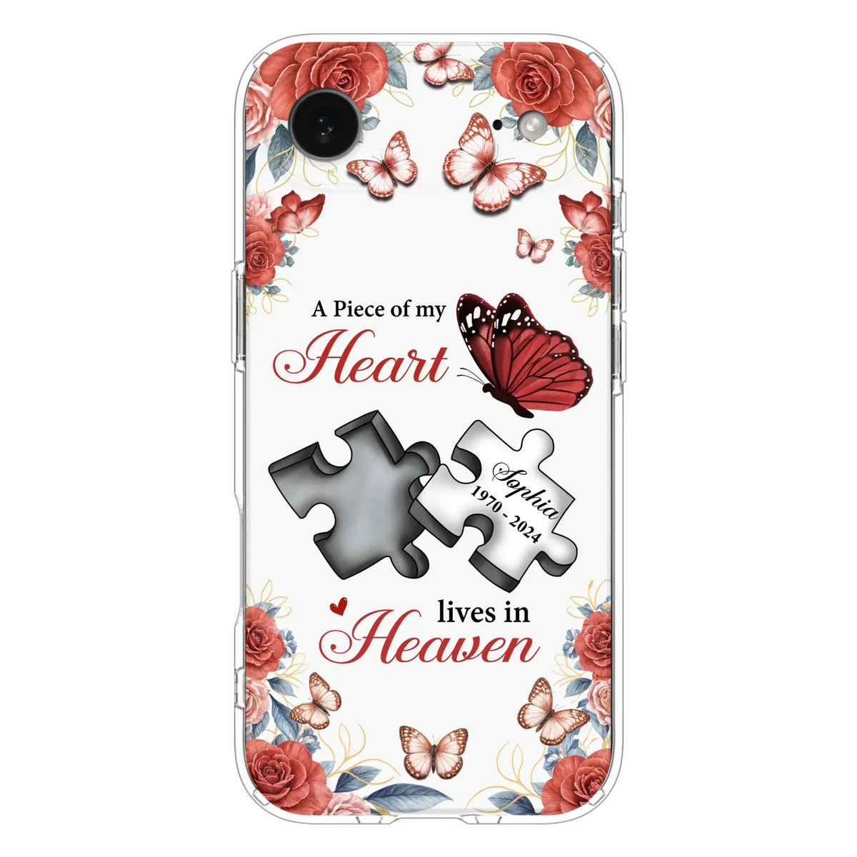 Custom Personalized Memorial Phone Case - Memorial Gift Idea - A Piece Of My Heart Lives In Heaven - Case for iPhone/Samsung