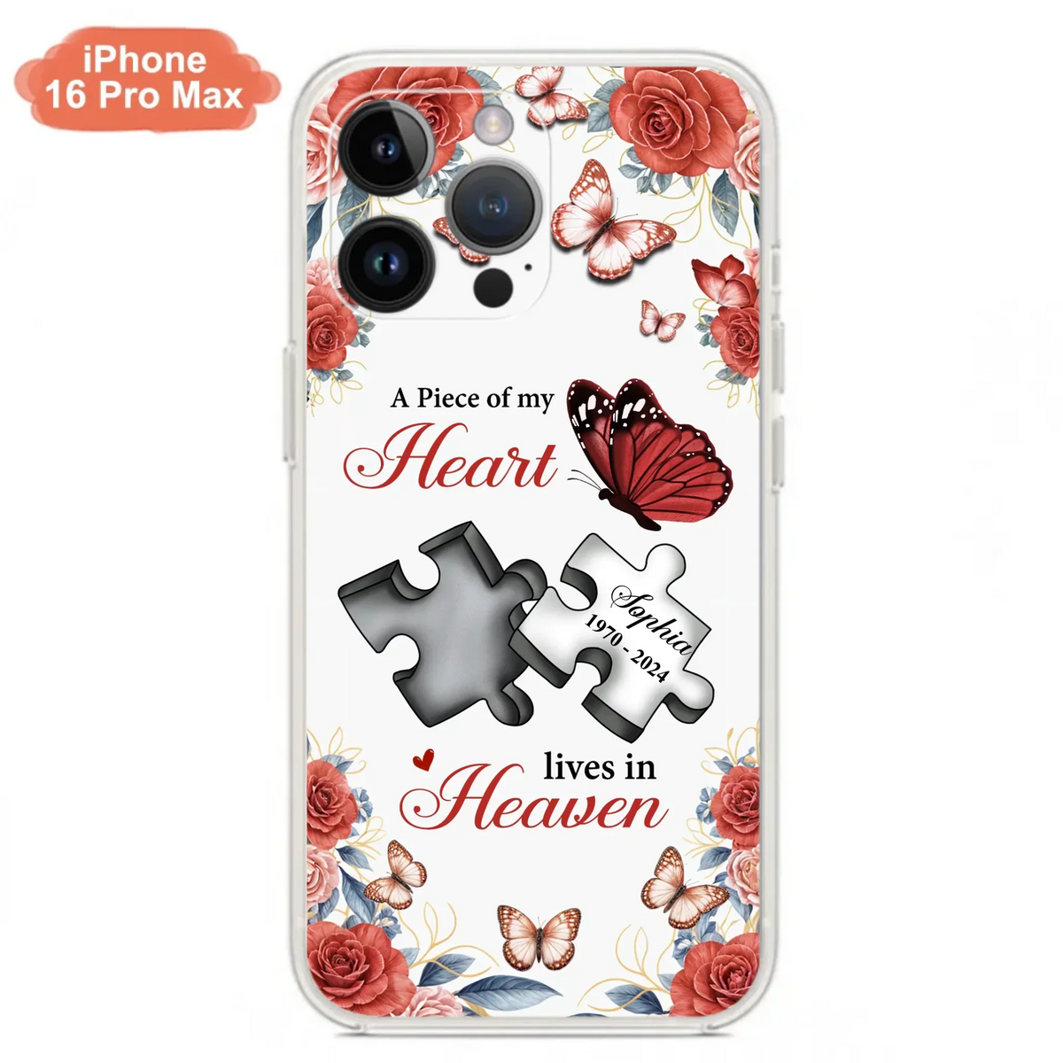 Custom Personalized Memorial Phone Case - Memorial Gift Idea - A Piece Of My Heart Lives In Heaven - Case for iPhone/Samsung
