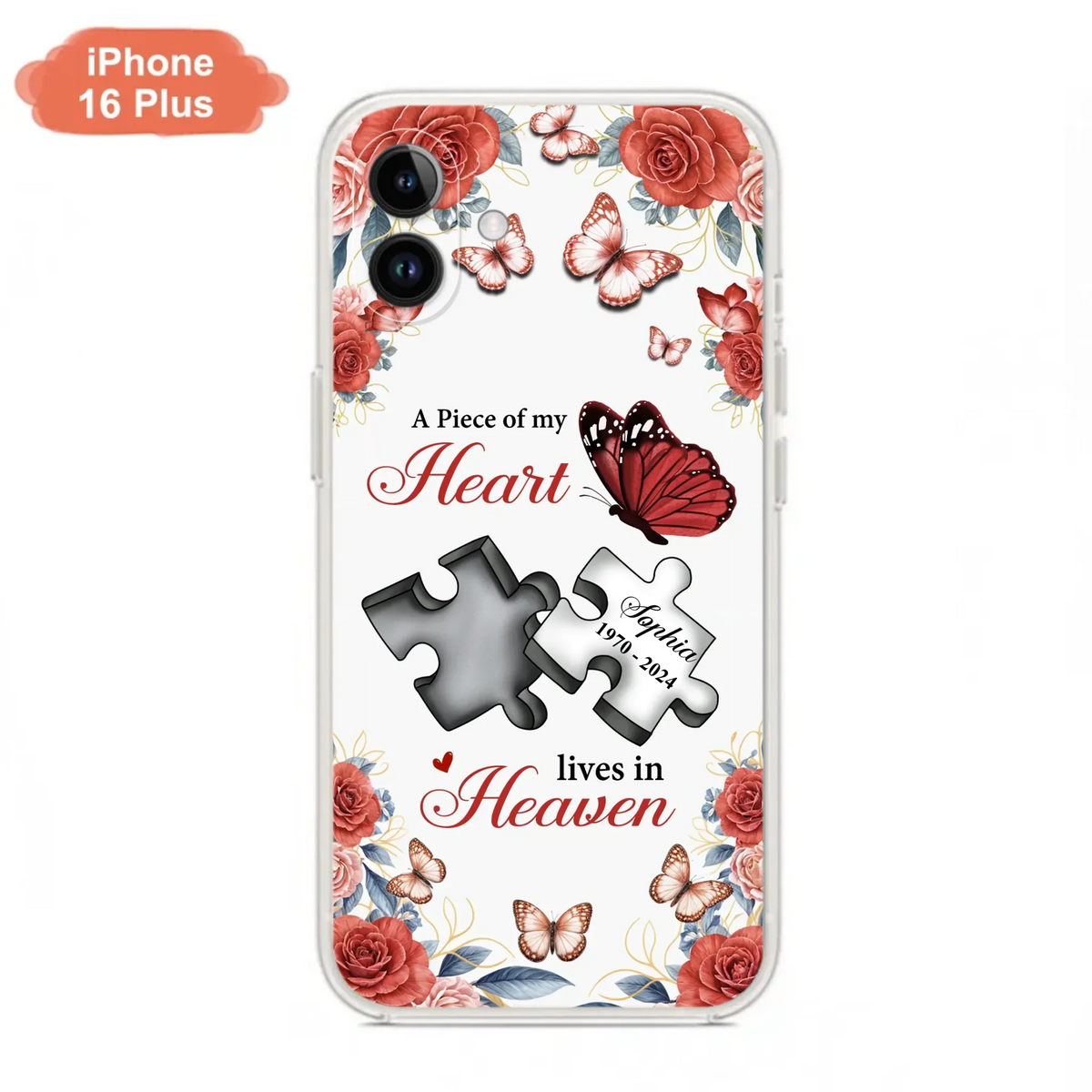 Custom Personalized Memorial Phone Case - Memorial Gift Idea - A Piece Of My Heart Lives In Heaven - Case for iPhone/Samsung