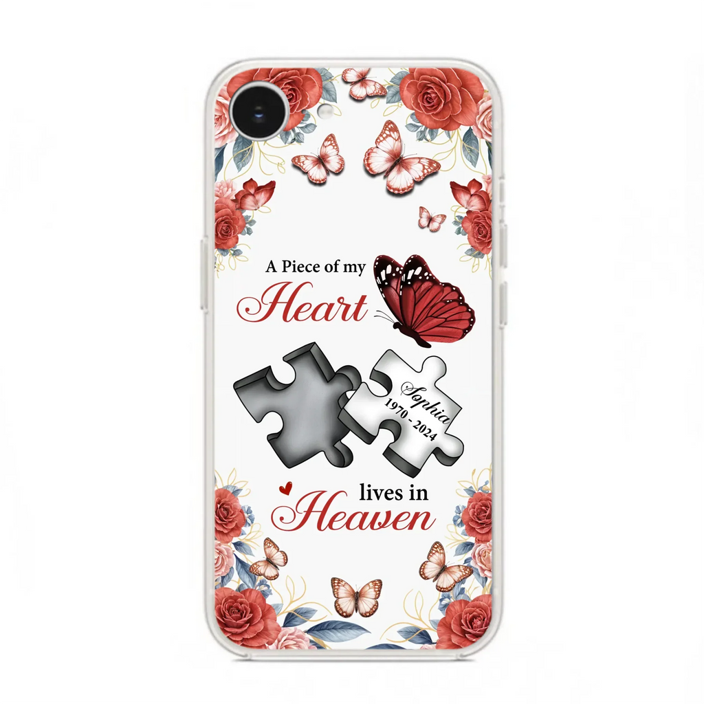 Custom Personalized Memorial Phone Case - Memorial Gift Idea - A Piece Of My Heart Lives In Heaven - Case for iPhone/Samsung