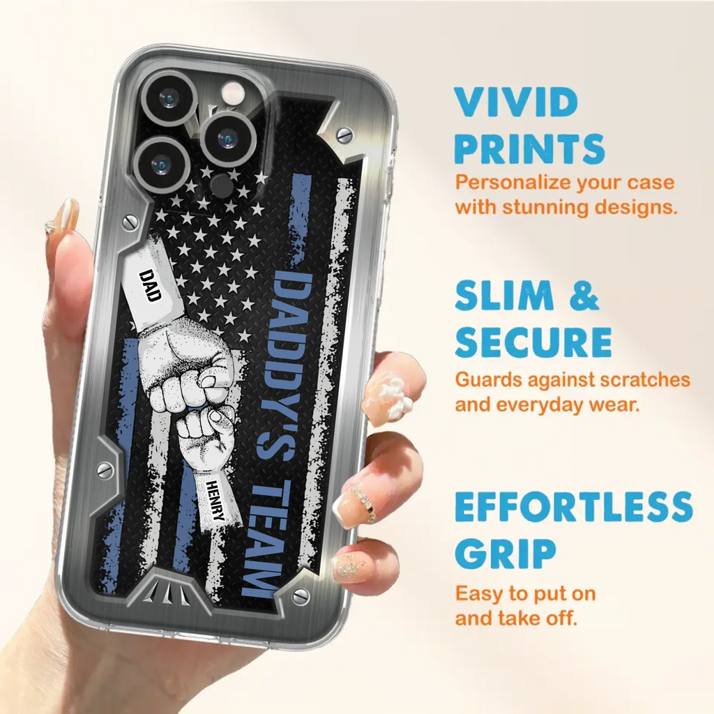 Custom Personalized Daddy's Team Phone Case - Father's Day Gift Idea For Dad/ Grandpa - Case for iPhone/ Samsung