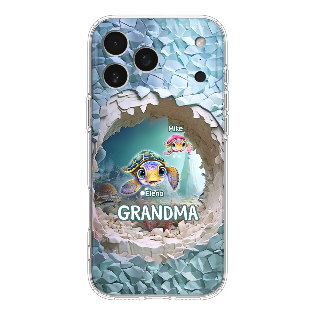Custom Personalized Turtle Phone Case - Upto 10 Kids - Mother's Day Gift Idea For Grandma - Case for iPhone/Samsung