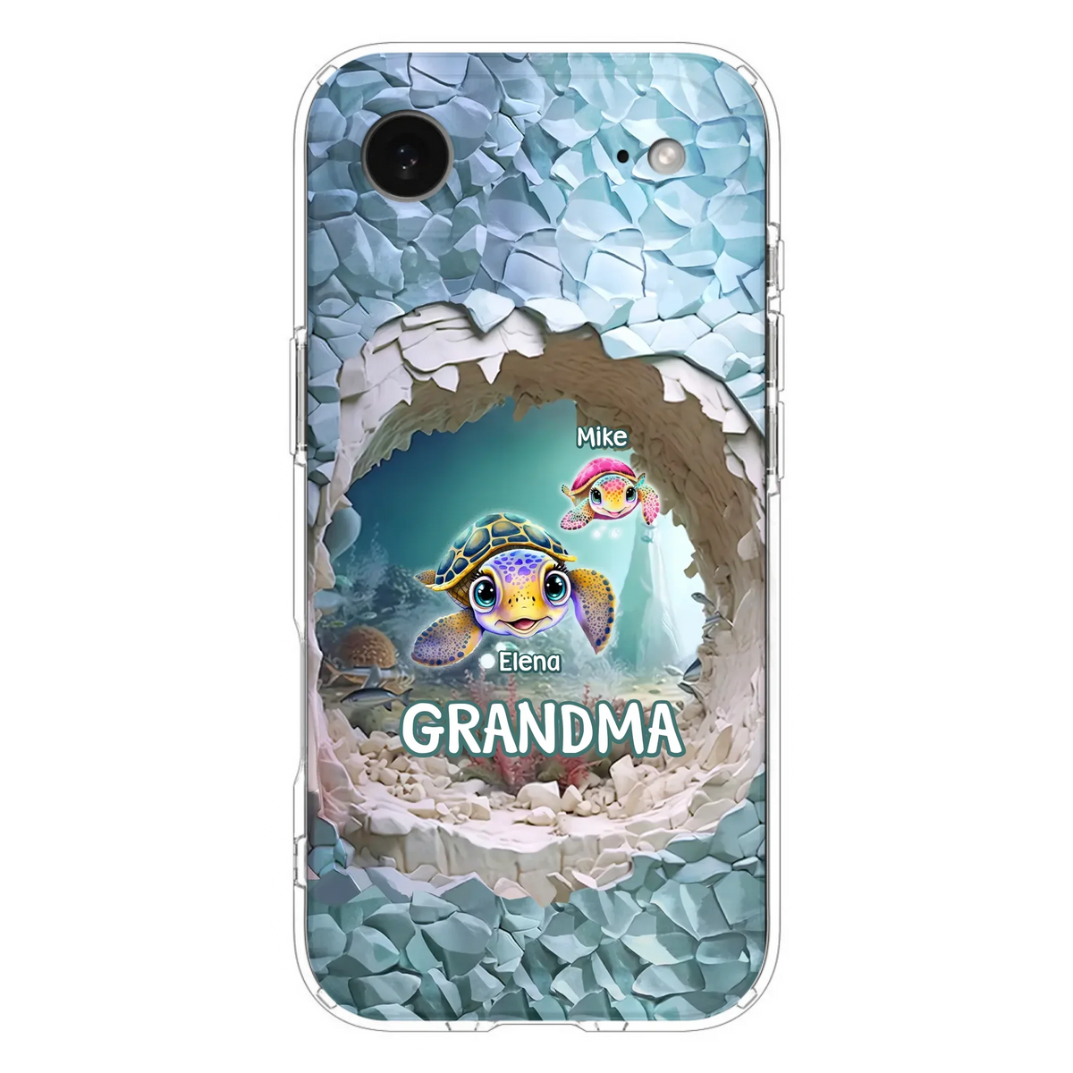 Custom Personalized Turtle Phone Case - Upto 10 Kids - Mother's Day Gift Idea For Grandma - Case for iPhone/Samsung