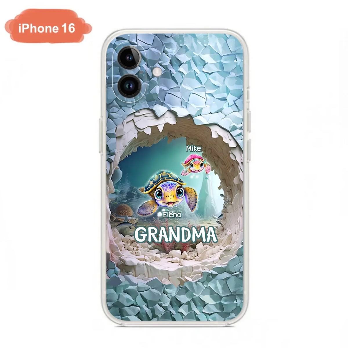 Custom Personalized Turtle Phone Case - Upto 10 Kids - Mother's Day Gift Idea For Grandma - Case for iPhone/Samsung