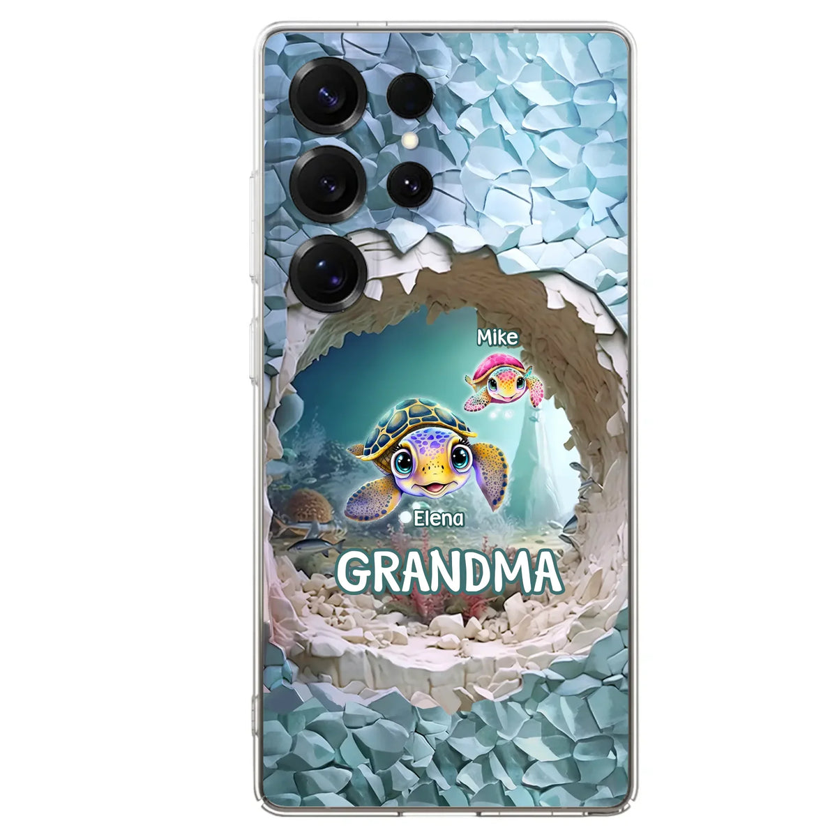 Custom Personalized Turtle Phone Case - Upto 10 Kids - Mother's Day Gift Idea For Grandma - Case for iPhone/Samsung